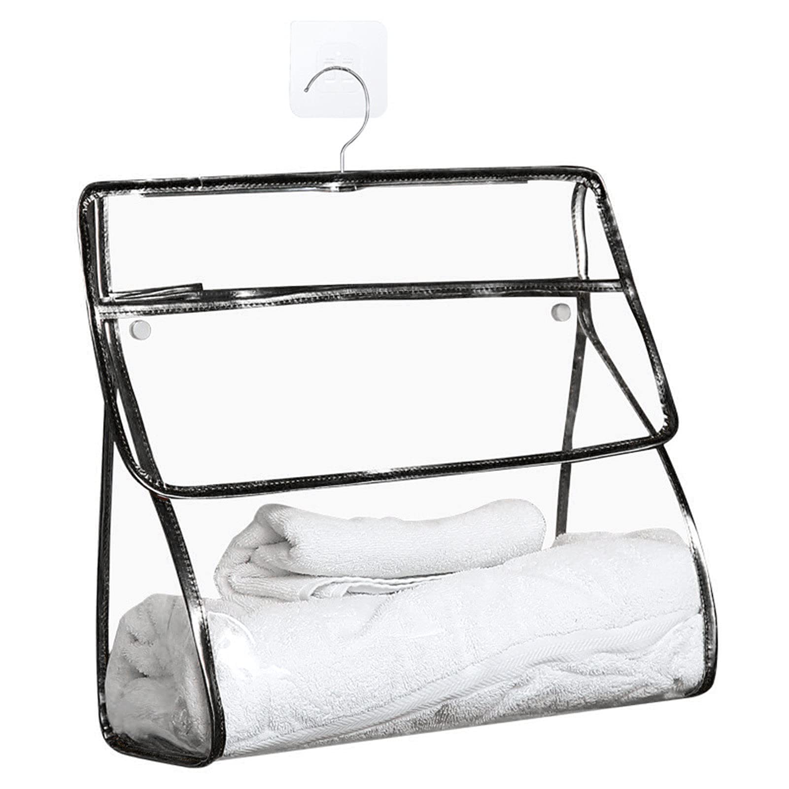 Ayyufe Transparent TPU Hanging Shower Organizer with Hook - Waterproof Bathroom Storage Bag for Clothes, Toiletries & Essentials - Perfect for Small Bathrooms, Dorms & Travel Use