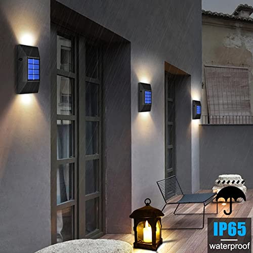 Solar Powered LED Outdoor Lights - Waterproof Wall Lamps for Garden, Patio & Street Lighting (4 Pack Warm White) - Perfect for Pathway, Driveway & Landscape Decoration