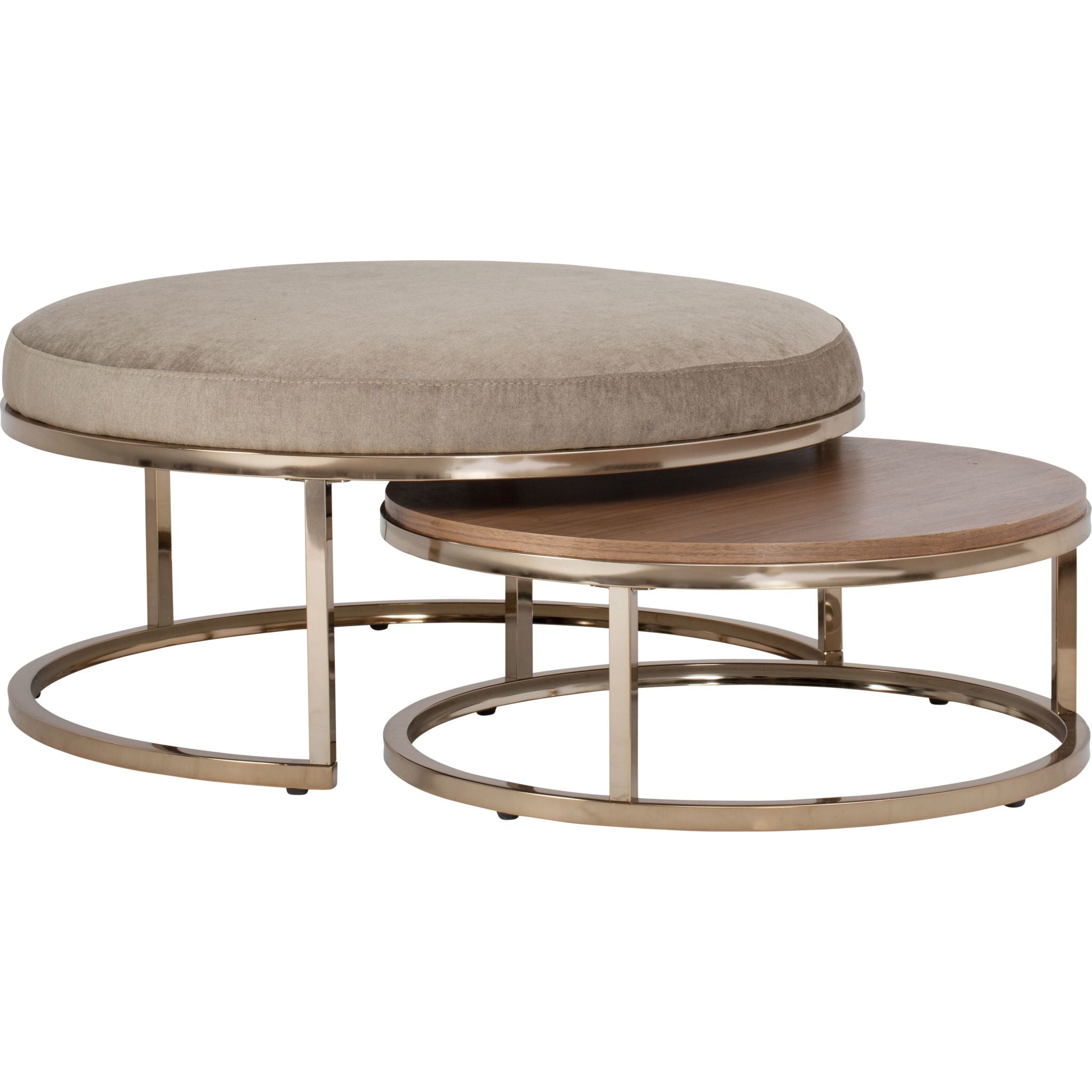 Amy Modern Nesting Coffee Table Set of 2 - Champagne Gold Finish - Space Saving Living Room Furniture for Small Spaces - Perfect for Apartments, Condos & Home Decor