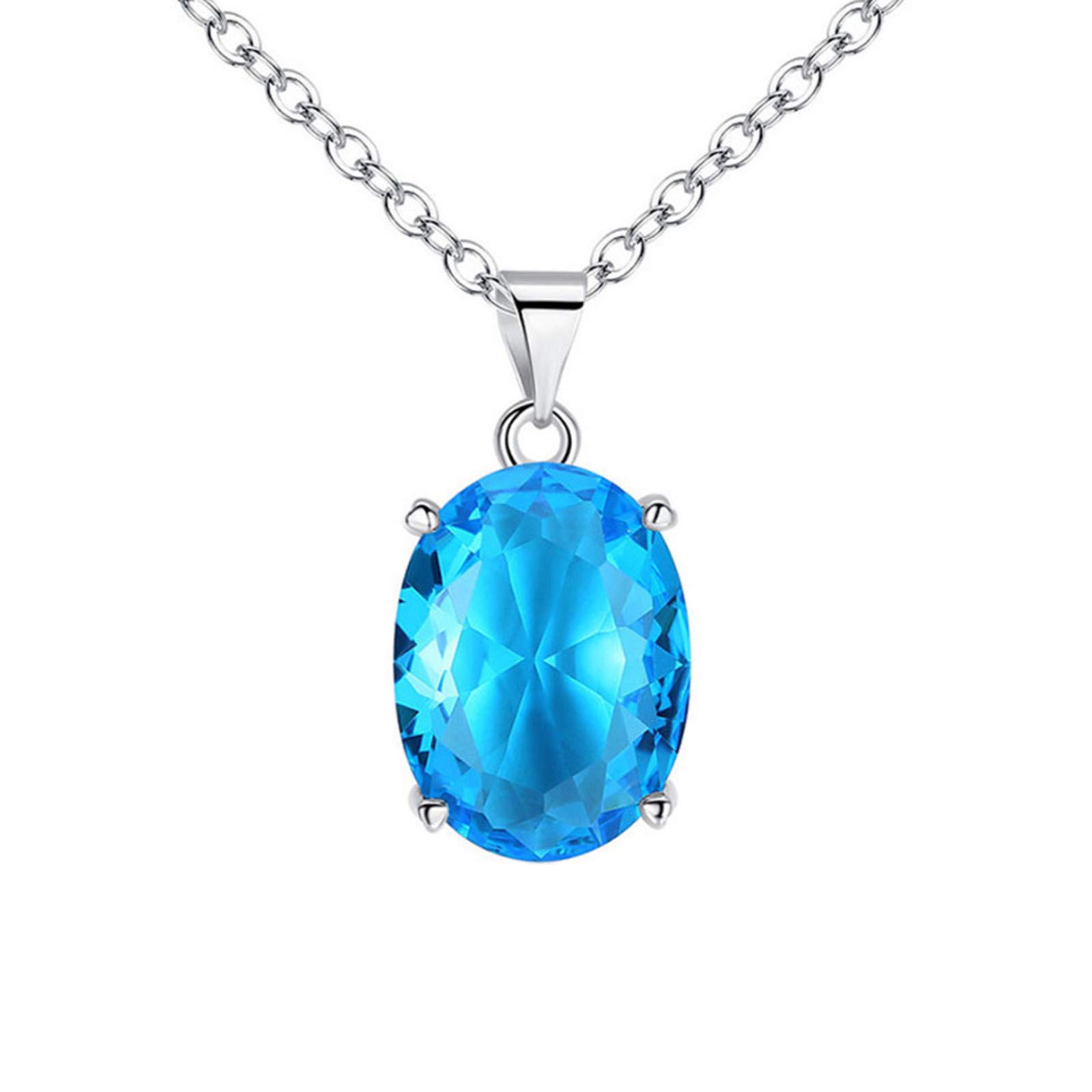 Sky Lady Occident Blue Gemstone Pendant Necklace for Women - Elegant Long Fashion Jewelry for Parties, Weddings & Everyday Wear