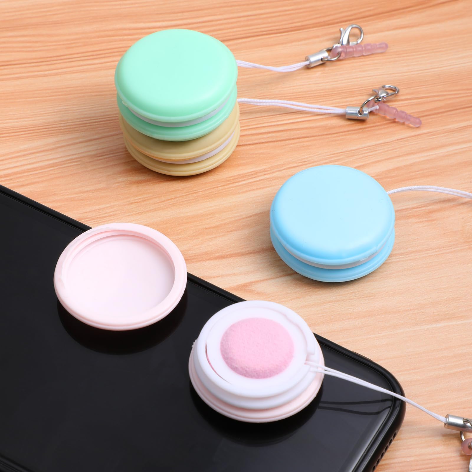 SAFIGLE 4-Pack Macaron-Shaped Screen Cleaner Cloth for Phone, Computer & Glasses - Colorful Lens Wipes with Portable Keychain - Perfect for Travel, Office & Home Use