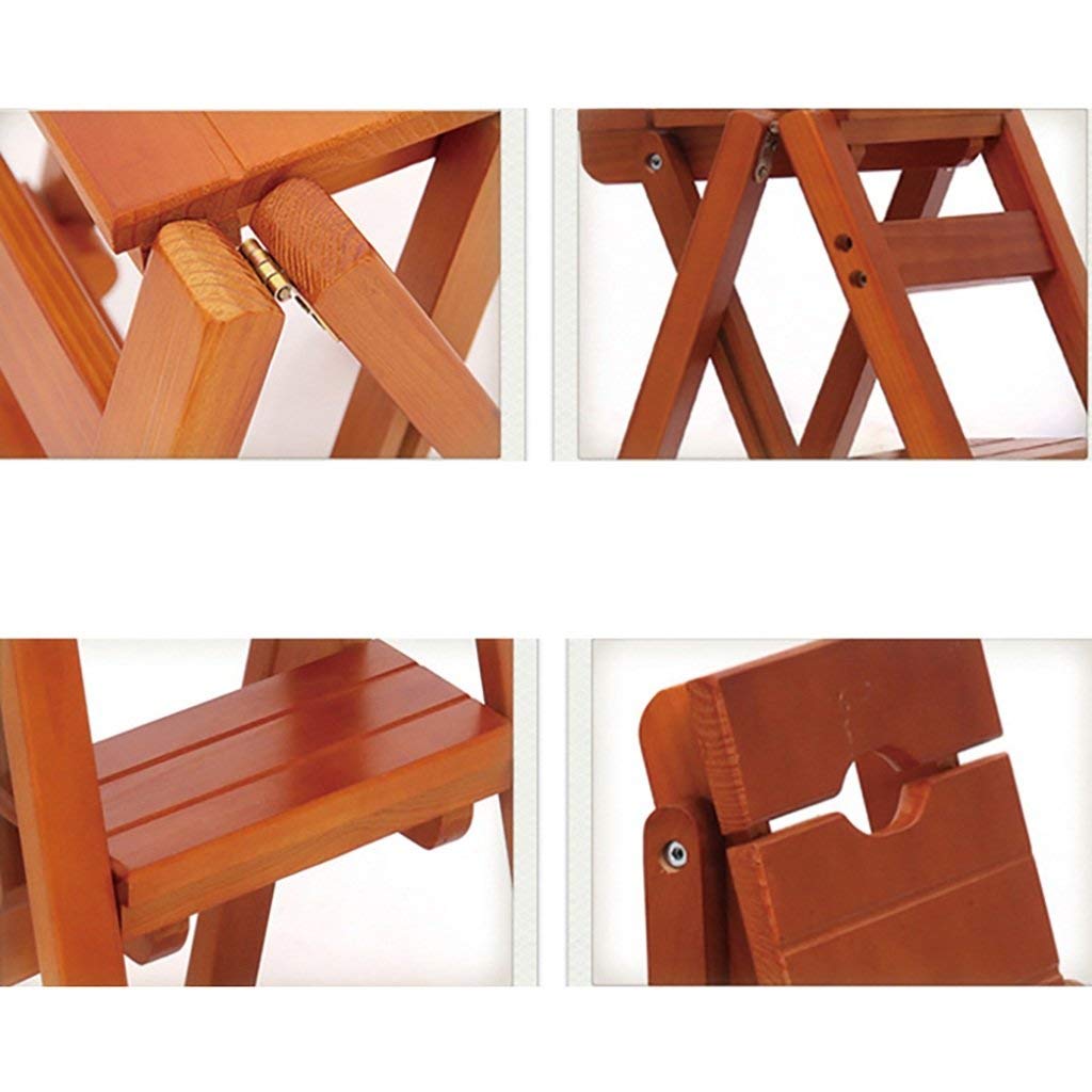 Solid Wood Folding Step Stool - 2 Step Ladder for Home, Multifunctional Small Stair Climbing Stool - Perfect for Kitchen, Bathroom, and Indoor Use (Color: Natural)
