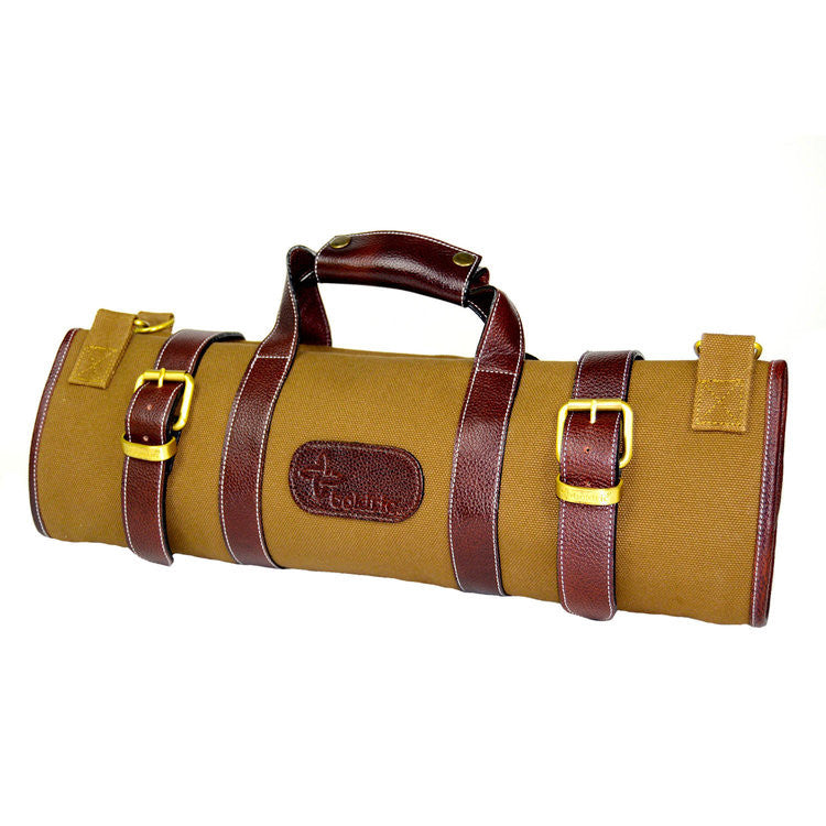 Boldric Khaki 17 Pocket Canvas Knife Bag - Durable Multi-Pocket Tool Organizer for Chefs, Barbers & Craftsmen | Perfect for Professional Kitchens, Barber Shops & DIY Workshops | Free Shipping