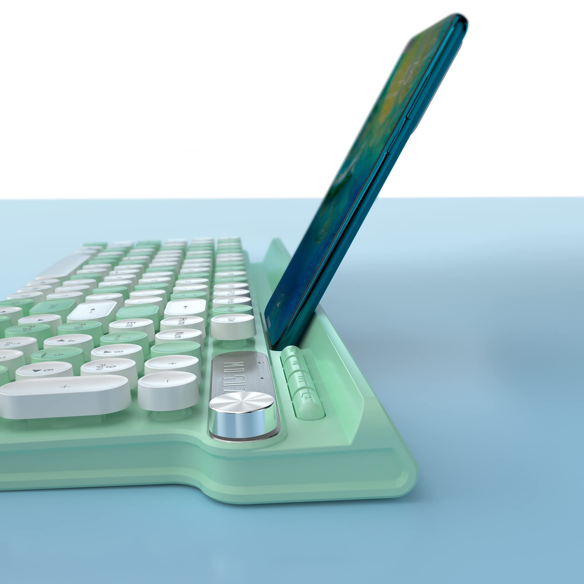 Wireless Keyboard with Phone Stand - Ergonomic Wireless Computer Keyboard for Laptop/PC, Ideal for Home Office, Gaming, and Remote Work