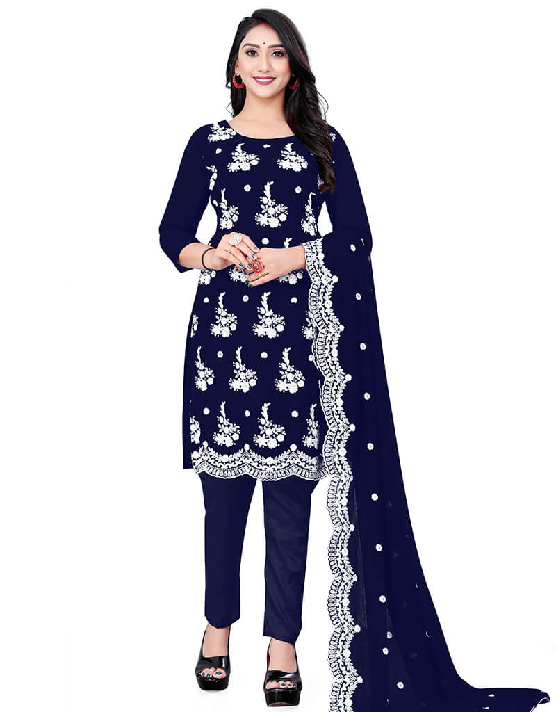 Elegant Blue Georgette Pant Salwar Suit for Women | Indian Ethnic Wear | Perfect for Weddings, Festivals & Special Occasions