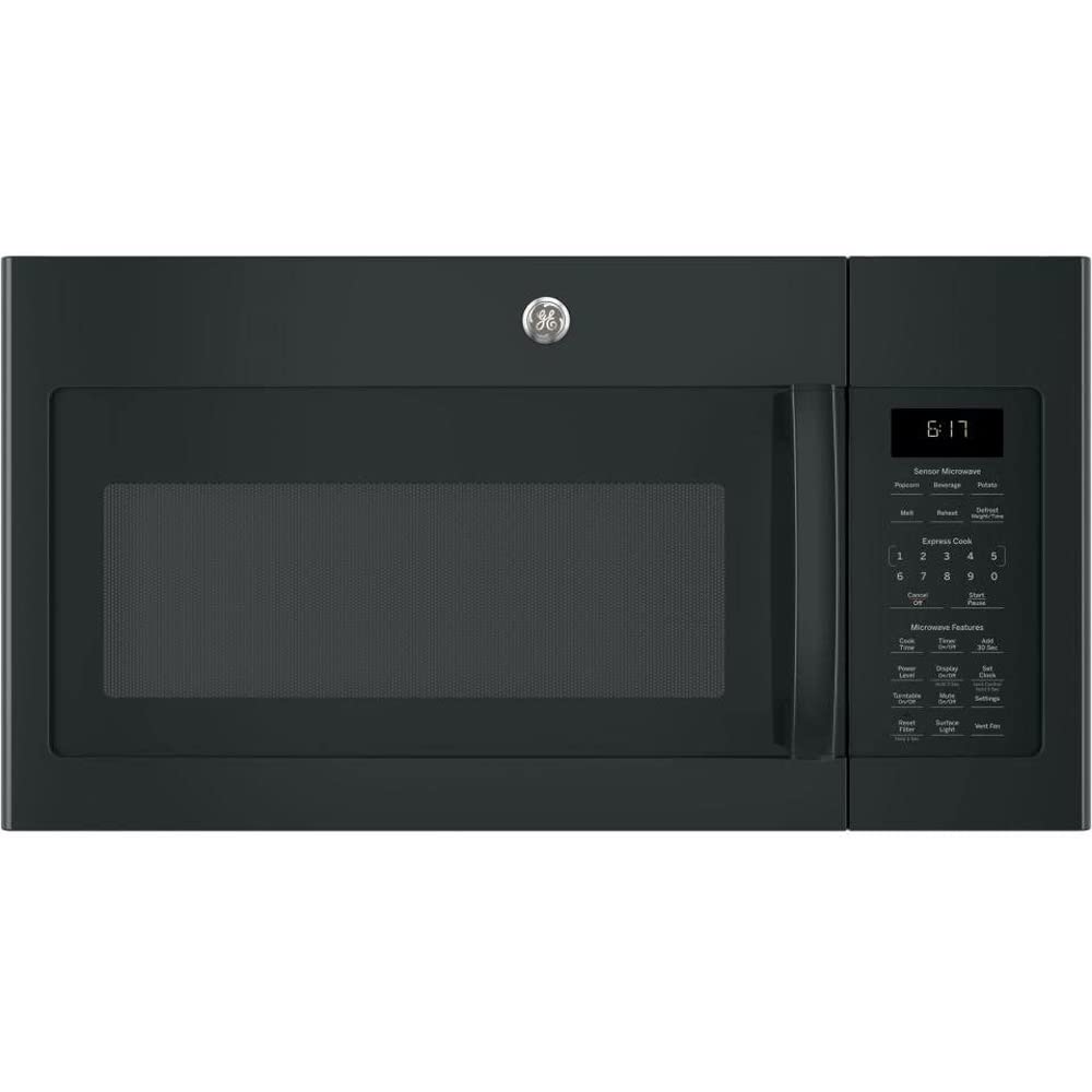 GE JVM6175DKBB 1.7 Cu. Ft. Over-the-Range Microwave Oven in Black - 2 Year CPS Protection Plan Included | Perfect for Kitchen Remodeling & Small Space Cooking
