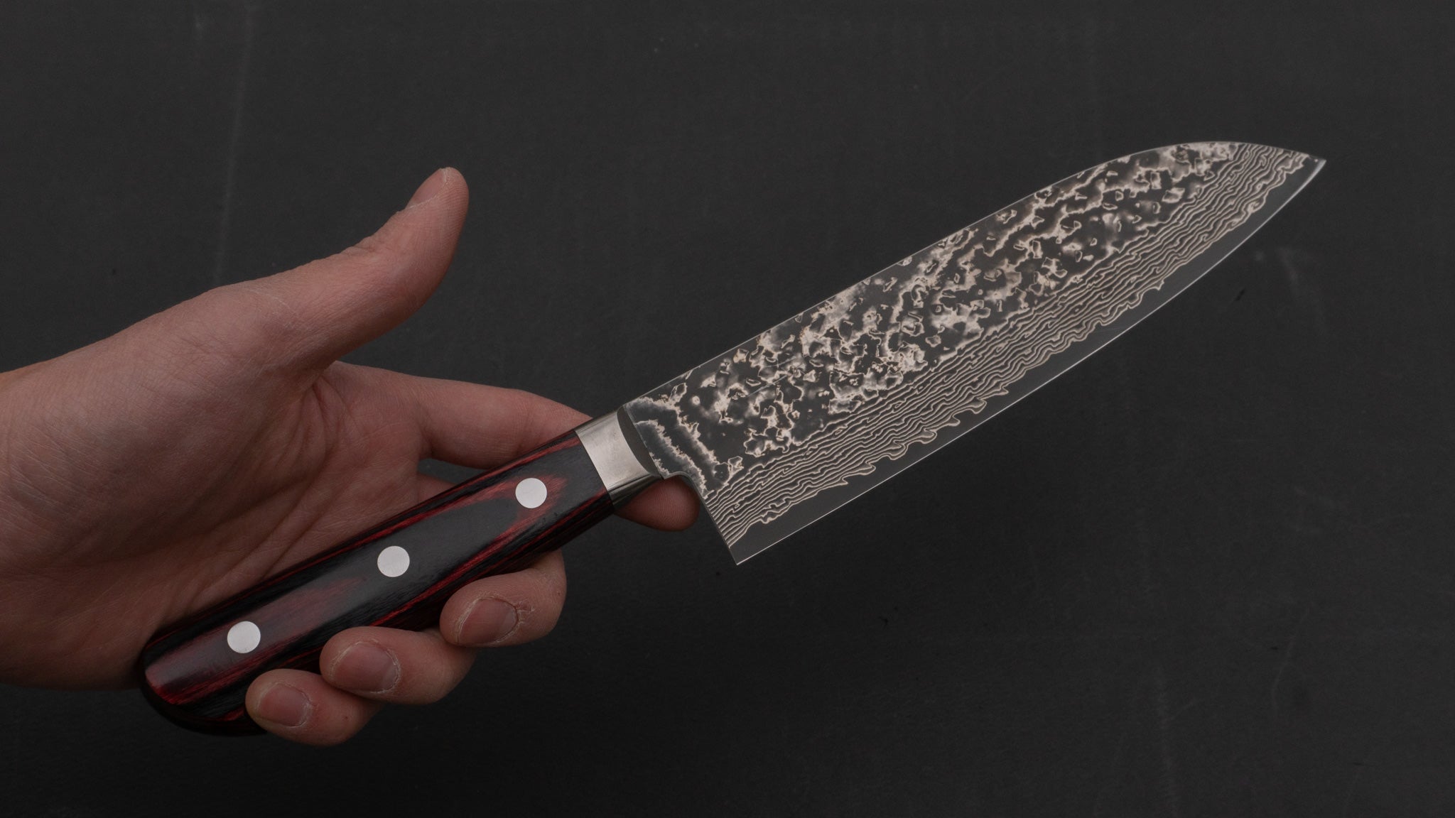 Premium Hitohira VG-10 Nickel Damascus Santoku Knife 180mm with Pakkawood Handle - Japanese Kitchen Knife for Professional Chefs & Home Cooking, Perfect for Slicing, Dicing & Mincing Vegetables, Meat & Fish
