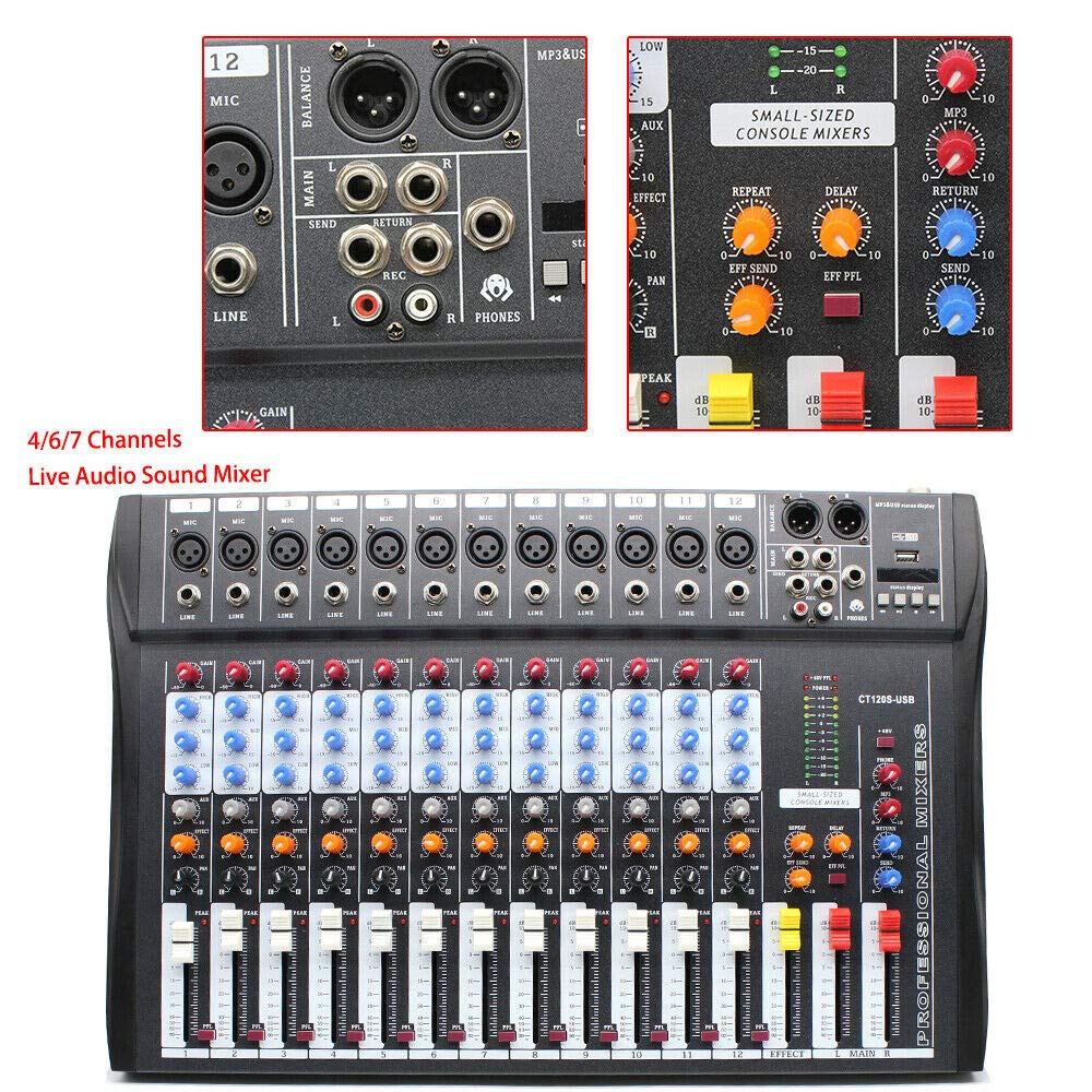 Professional Audio Mixer Amplifier - 8-Channel DJ Sound Mixing Board for Live Streaming, Studio Recording & Podcasting | Perfect for Home Studios, Church Events & Live Performances