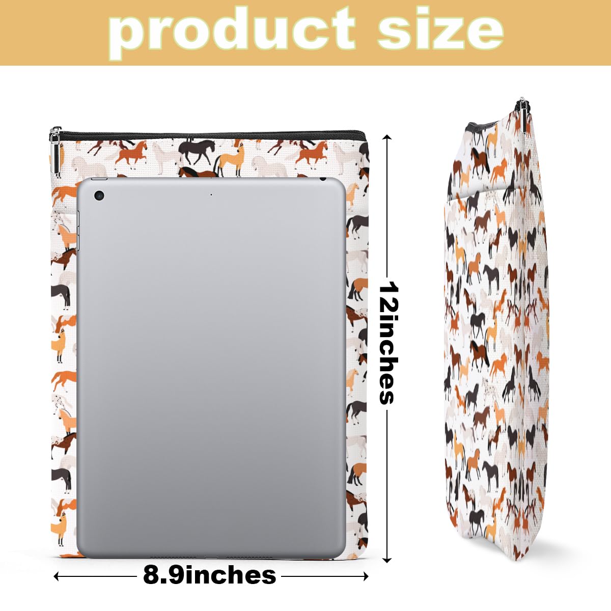 Cute Horse Print Book Sleeve Cover - Perfect Gift for Girls, Women & Book Lovers - Ideal for Sister, Daughter & Friends - Great for Christmas, Birthday & Graduation - Protects Books in Bags & While Reading - Animal Lovers Gift for Book Club Members & Students