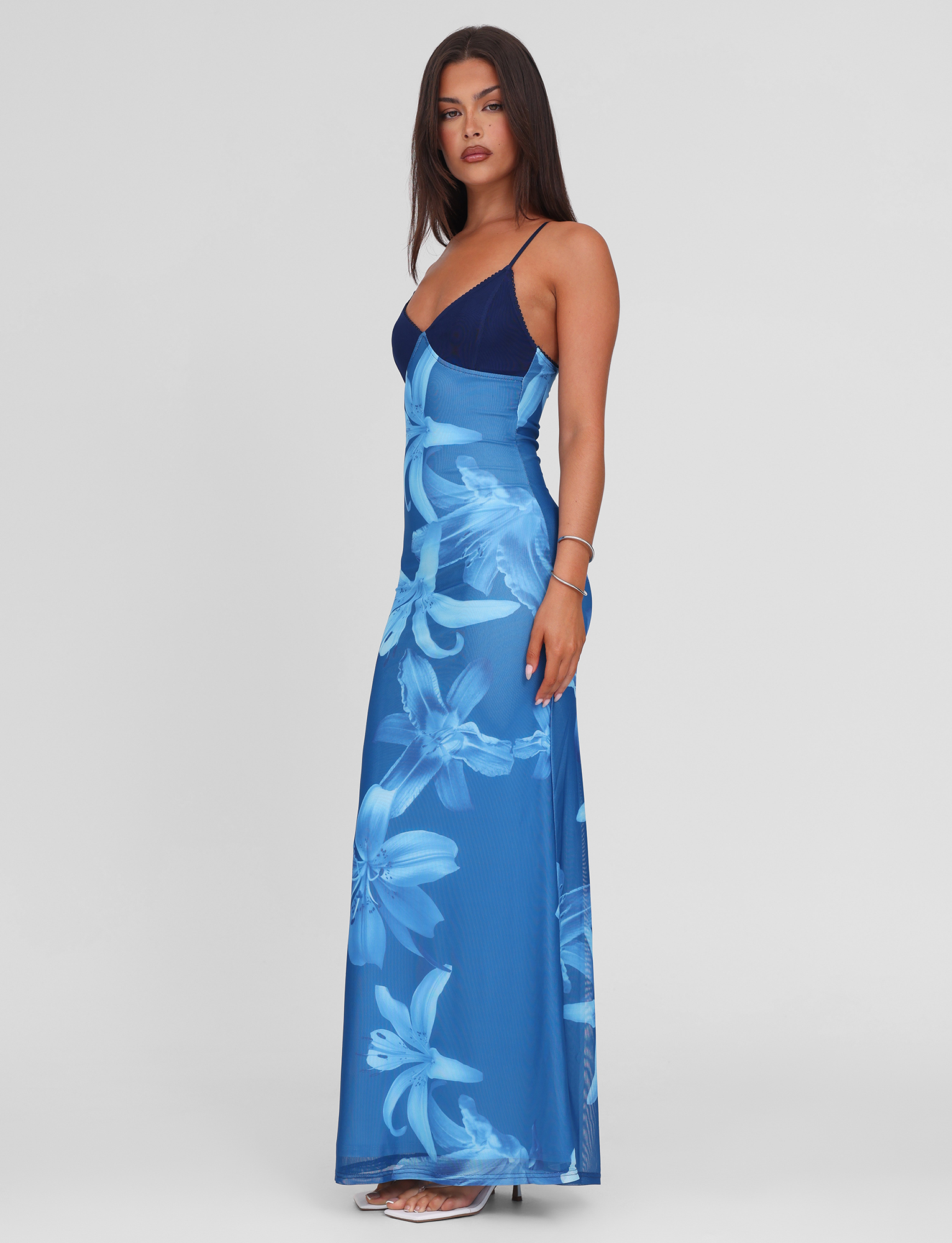 Alaina Dress in Blue Orchid - Elegant Floral Print Summer Dress for Women | Perfect for Weddings, Parties & Casual Outings