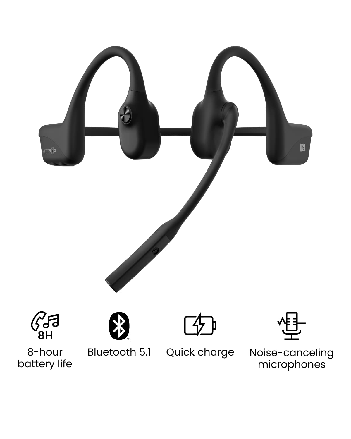 Shokz OpenComm Wireless Bone Conduction Bluetooth Headset with Noise-Canceling Mic - Office, Home, Trucking & Business Use - Black | Hands-Free Calls for Professionals & Drivers