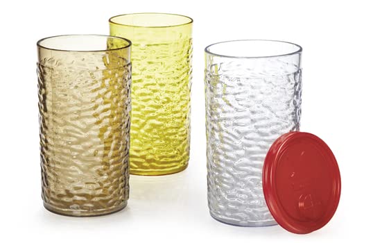 G.E.T. Shatterproof Plastic Tumbler 12oz - Heavy-Duty Green Pebbled Design (12-Pack) - Perfect for Parties, Picnics, and Outdoor Events