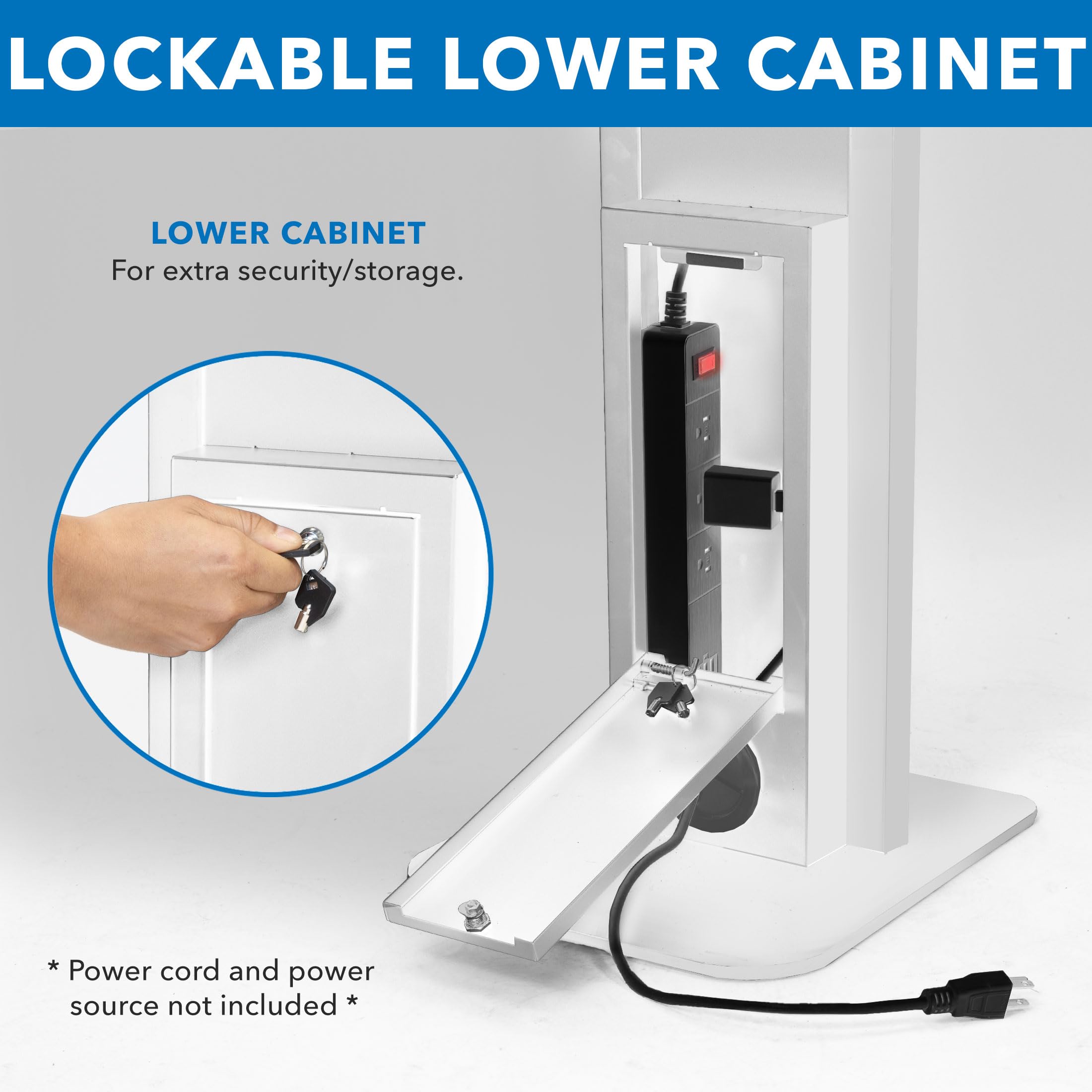 Mount-It! Anti-Theft Tablet Floor Stand Kiosk - Secure Locking Tablet Mount with Universal Enclosure for iPad 7-10, iPad Pro, iPad Air (10.2 inch & 10.9 inch) - White | Perfect for Retail Stores, Restaurants, Museums & Public Spaces