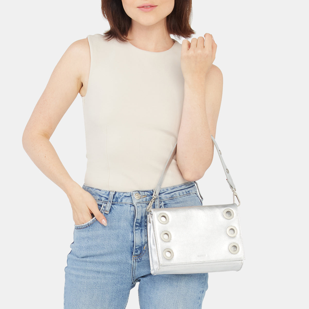 Montana Clutch - Sidewalk Silver/Brushed Silver Small Crossbody Bag for Women | Fashionable Everyday Purse for Work, Travel & Date Night