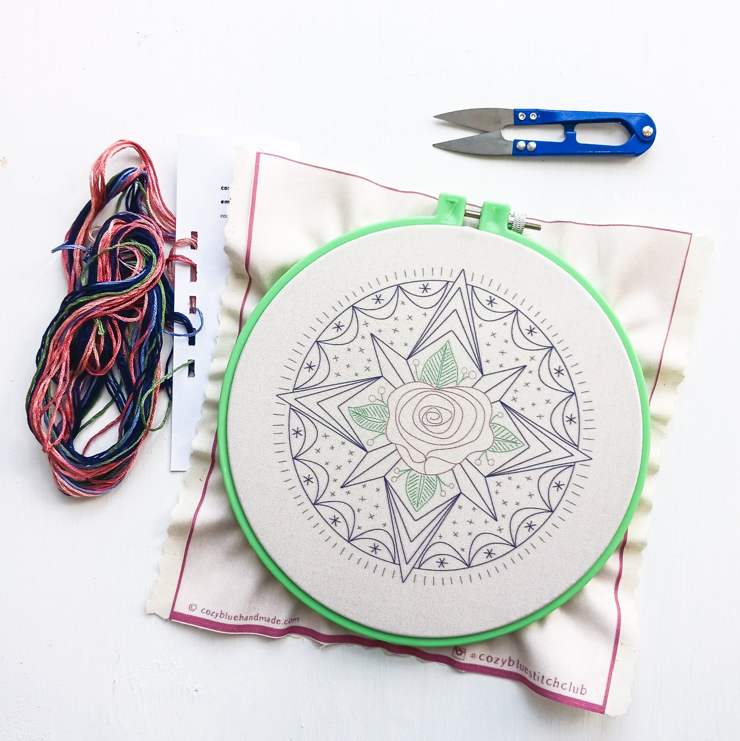 Compass Rose Hand Embroidery Kit for Beginners - DIY Embroidery Set with Hoop, Needles & Thread - Perfect for Home Decor, Gifts & Craft Projects