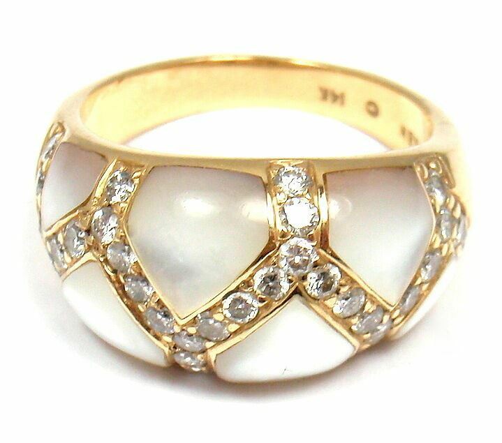 14K Yellow Gold Mother of Pearl & Diamond Ring - 0.30ctw Elegant Jewelry for Women - Perfect for Weddings, Anniversaries & Special Occasions
