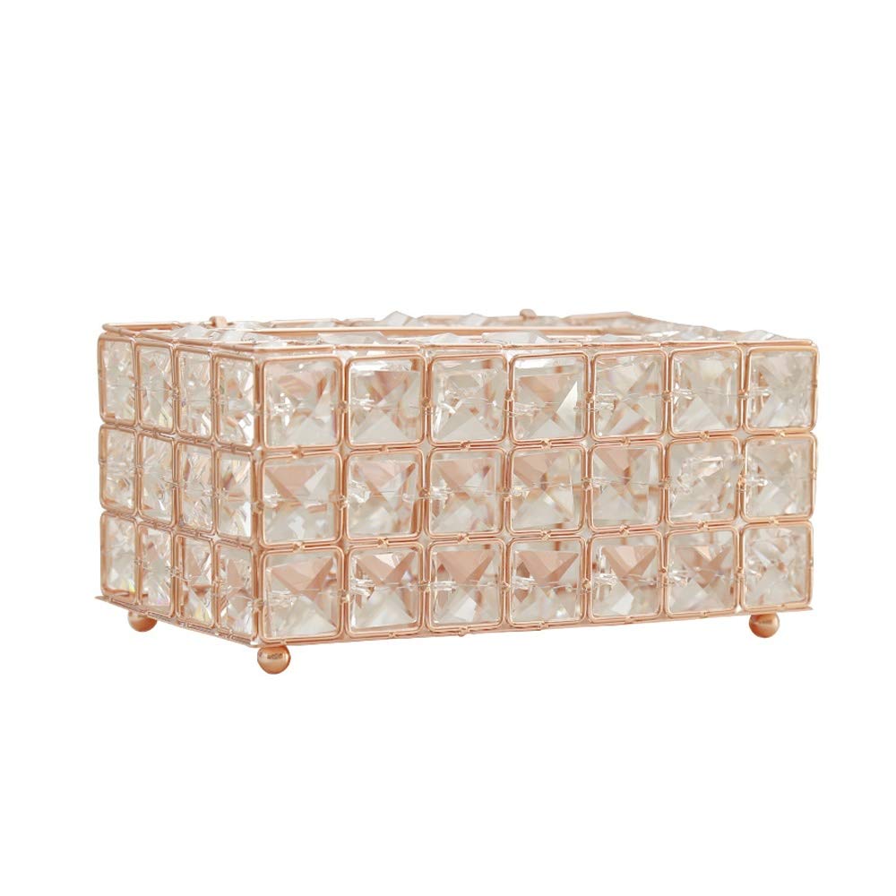 QOEN Crystal Tissue Box Bookbox - Elegant Gold Rectangle Napkin Storage Organizer for Home, Living Room, Coffee Table, Bedroom & Dressing Table | Perfect for Home Decor, Gift Giving & Daily Organization