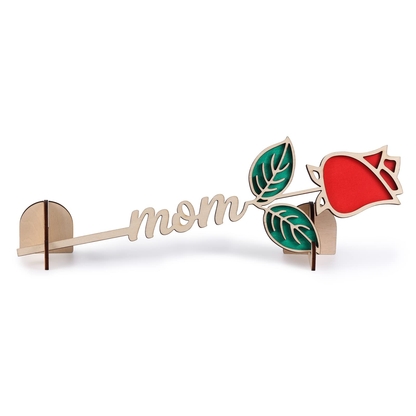 Custom Engraved Wooden Rose with Name - Personalized Gift for Women, Wife, Mom, Daughter & Girlfriend - Valentine's Day, Mother's Day, Christmas & Birthday Present - Romantic Home Decor & Keepsake (Red, 2 Pack)