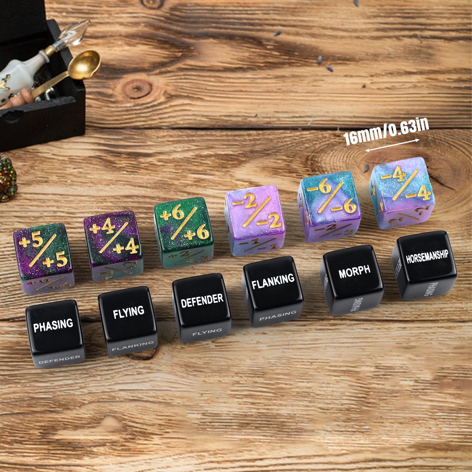 48-Piece MTG Dice Set - Ability Counters, Life Counters, +1/+1 Tokens for Magic: The Gathering, TCG & Card Games - Perfect for Game Nights & Tournaments
