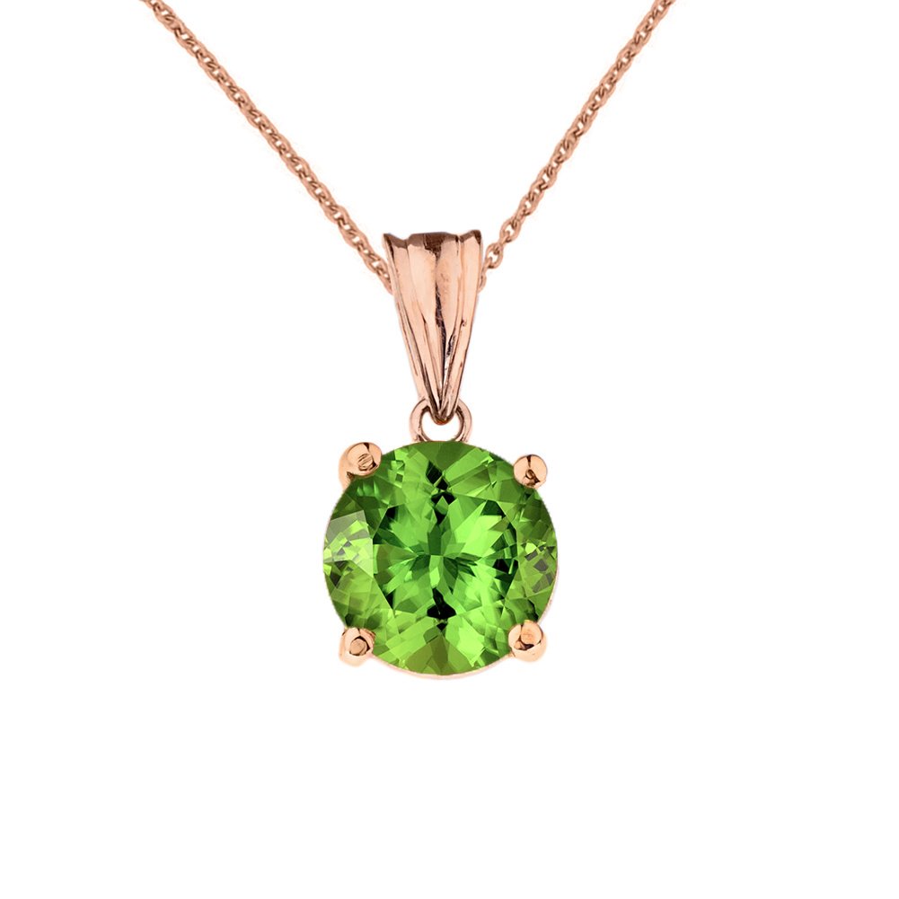 10k Rose Gold August Birthstone Round Pendant Necklace for Women - Elegant Dainty Jewelry Gift for Birthday, Anniversary & Special Occasions