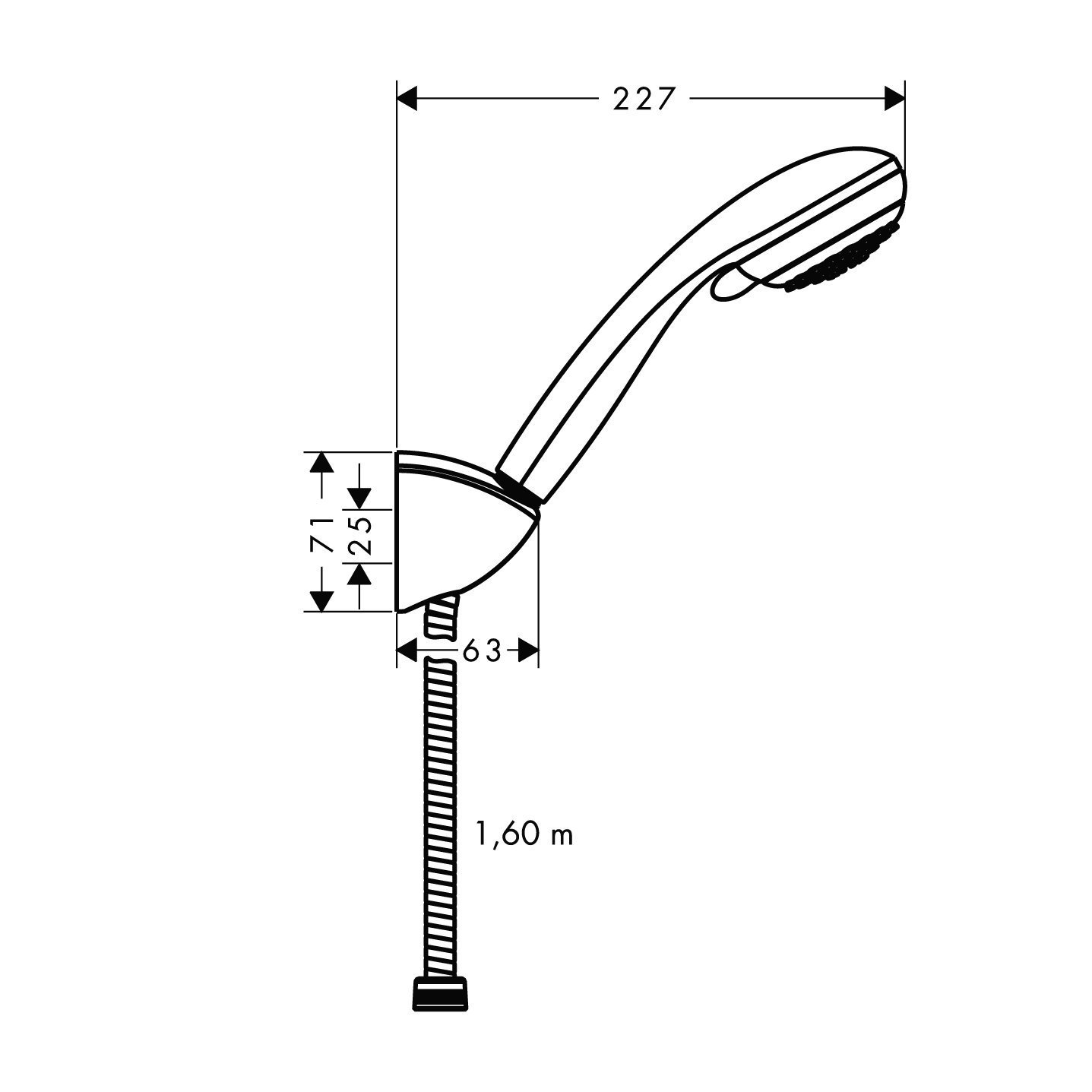 Hansgrohe Crometta 85 Shower Holder Set Vario with 160 cm Shower Hose - Adjustable Wall Mount for Modern Bathrooms, Perfect for Spa-Like Shower Experience