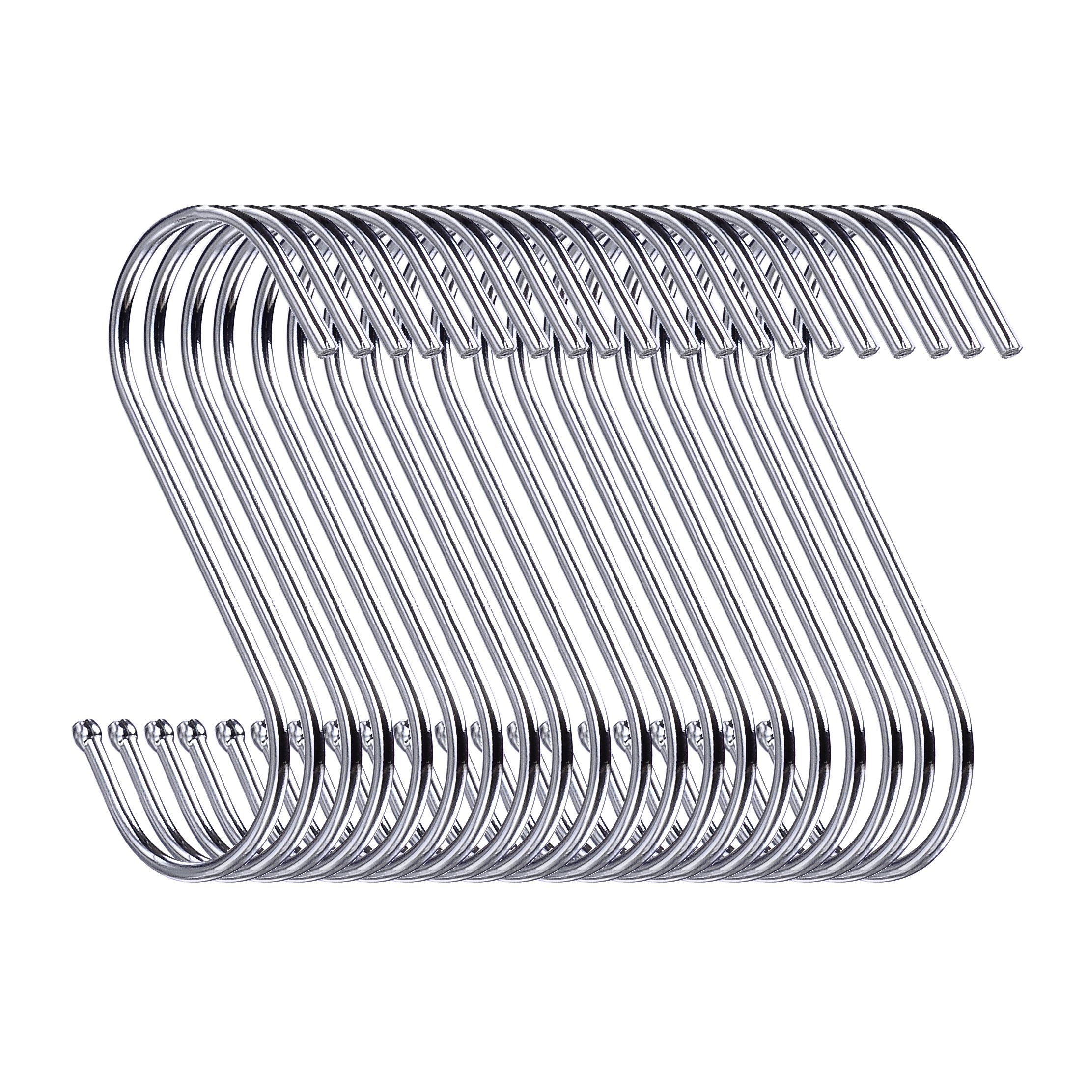 D-BUY 900 Pack Heavy Duty 3.5 Inch S Hooks - Silver Metal Hanging Hooks for Plants, Lights, Cups & More - Perfect for Kitchen, Bathroom, Bedroom, Office & Outdoor Use (900 Count)