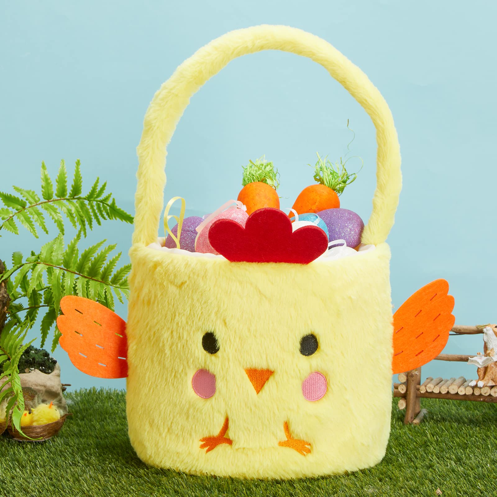 Bstaofy Easter Chicken Basket - Yellow Chick Egg Hunt Basket for Toddlers & Kids - Easter Egg Hunting Game Supplies - Party Decor & Gifts for Boys & Girls - Perfect for Easter Celebrations, Egg Hunts, and Spring Parties