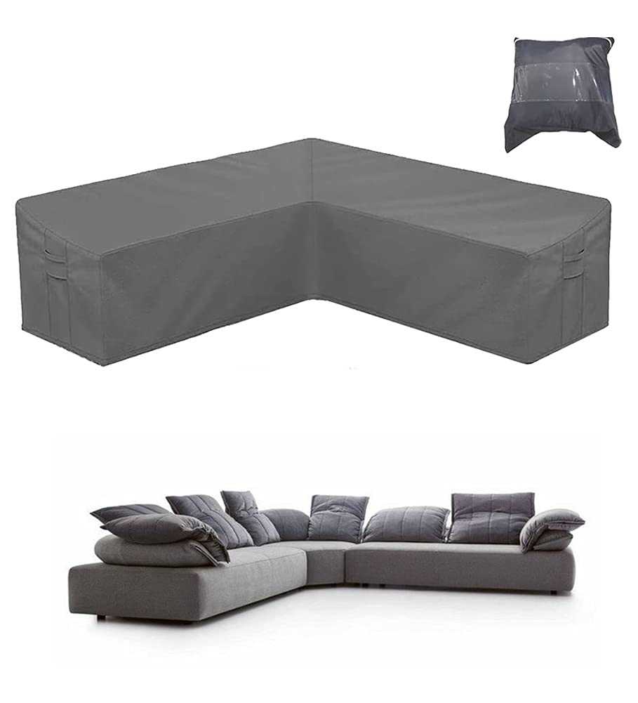 Waterproof 420D Heavy Duty Outdoor Sofa Cover - L Shaped Sectional Couch Protector for Patio, Garden Furniture - Weatherproof with Handles (Perfect for Rain, Sun Protection & Outdoor Use)