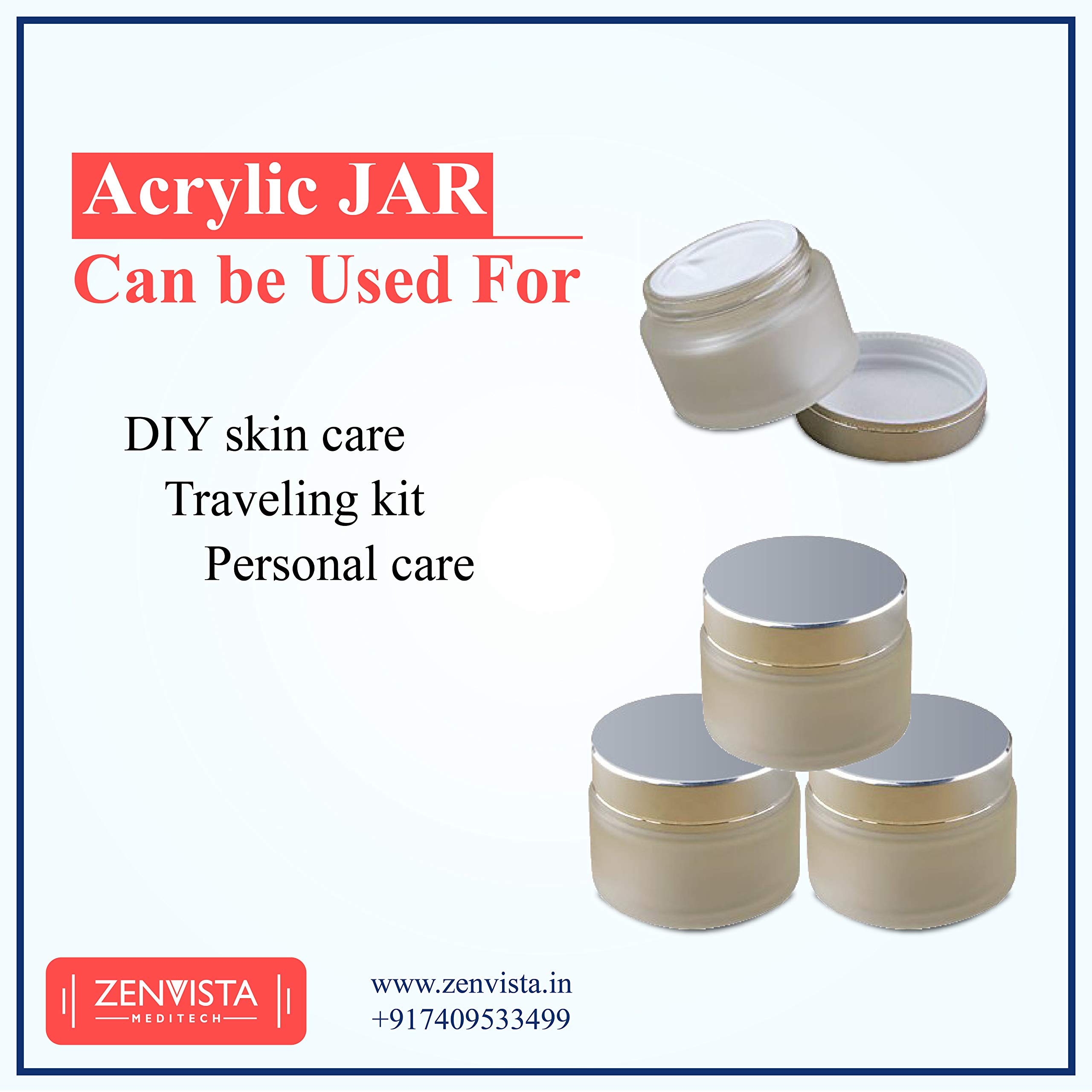 Clear Acrylic Cosmetic Jars with Lids - 2 Pack for Makeup, Skincare & Travel Organizers - Perfect for DIY Beauty, Creams, Salves & Storage Solutions