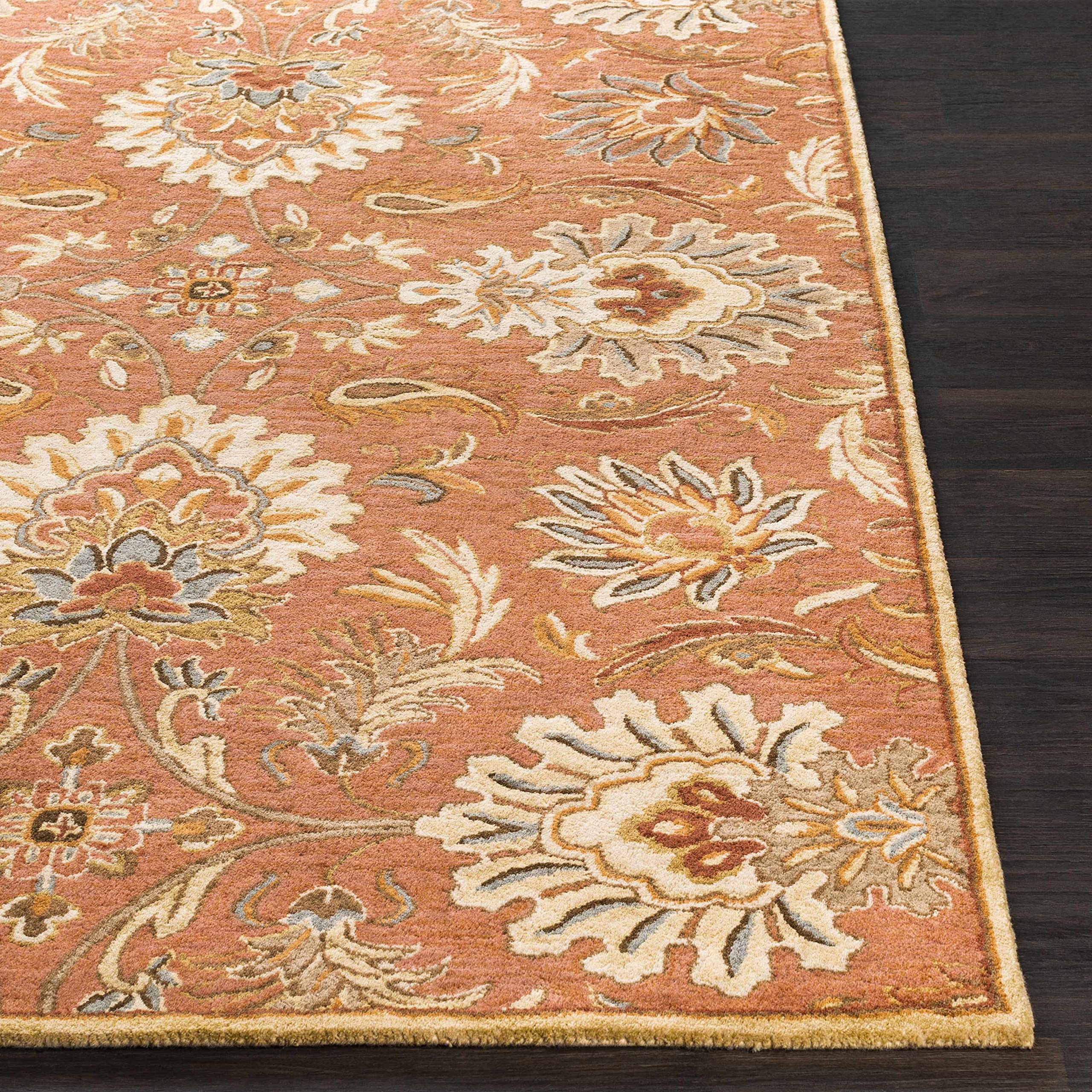 Hauteloom Chesterton Wool Area Rug - Traditional Brown, Green, Red 8' Round - Soft & Durable for Living Room, Bedroom, Office - Perfect for Home Decor & Cozy Spaces
