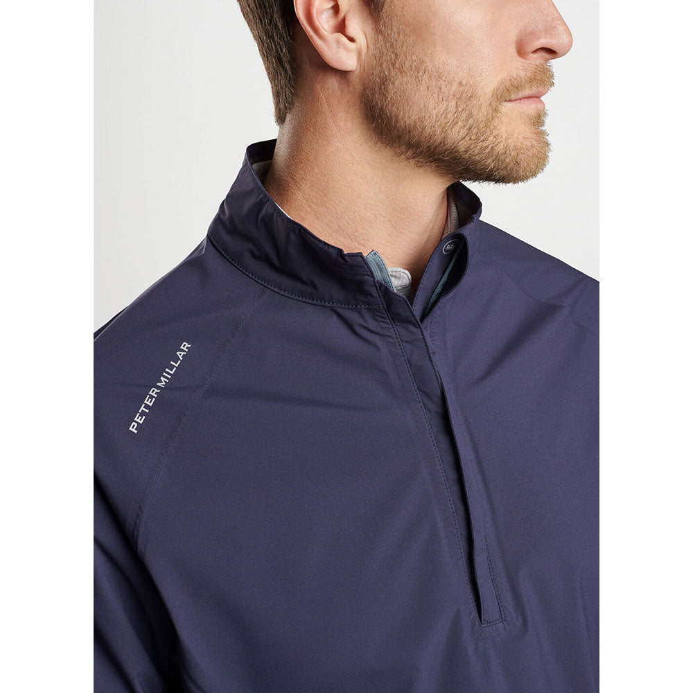 Peter Millar Shield Short Sleeve Rain Jacket for Men - Waterproof Windbreaker Shell with Lightweight Comfort - Navy Blue - Perfect for Hiking, Golf & Outdoor Activities