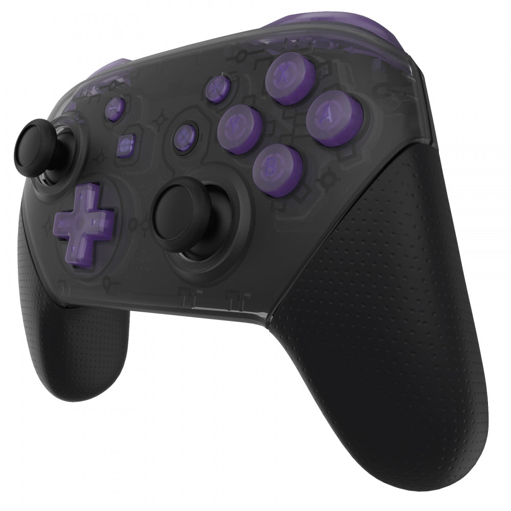 eXtremeRate DIY Replacement Full Set Buttons for Nintendo Switch Pro Controller - Clear Atomic Purple | Custom Gaming Controller Parts | Perfect for Switch Pro Controller Repair & Modding