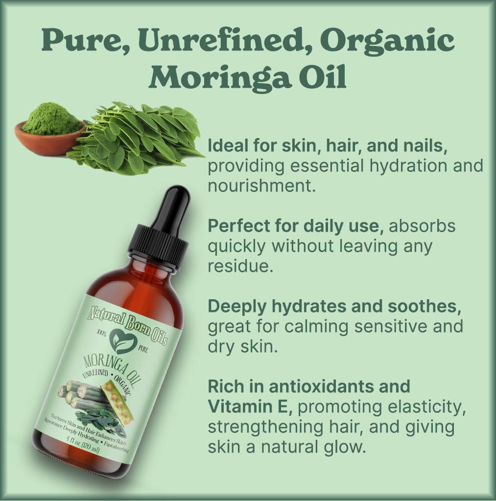 Organic Cold-Pressed Moringa Oil 1 Gallon - 100% Pure Nutrient-Rich Carrier Oil for Skin & Hair Care - Natural Moisturizer for Dry Skin, Scalp Treatment & DIY Beauty Recipes - USDA Certified for Face, Body & Hair Growth