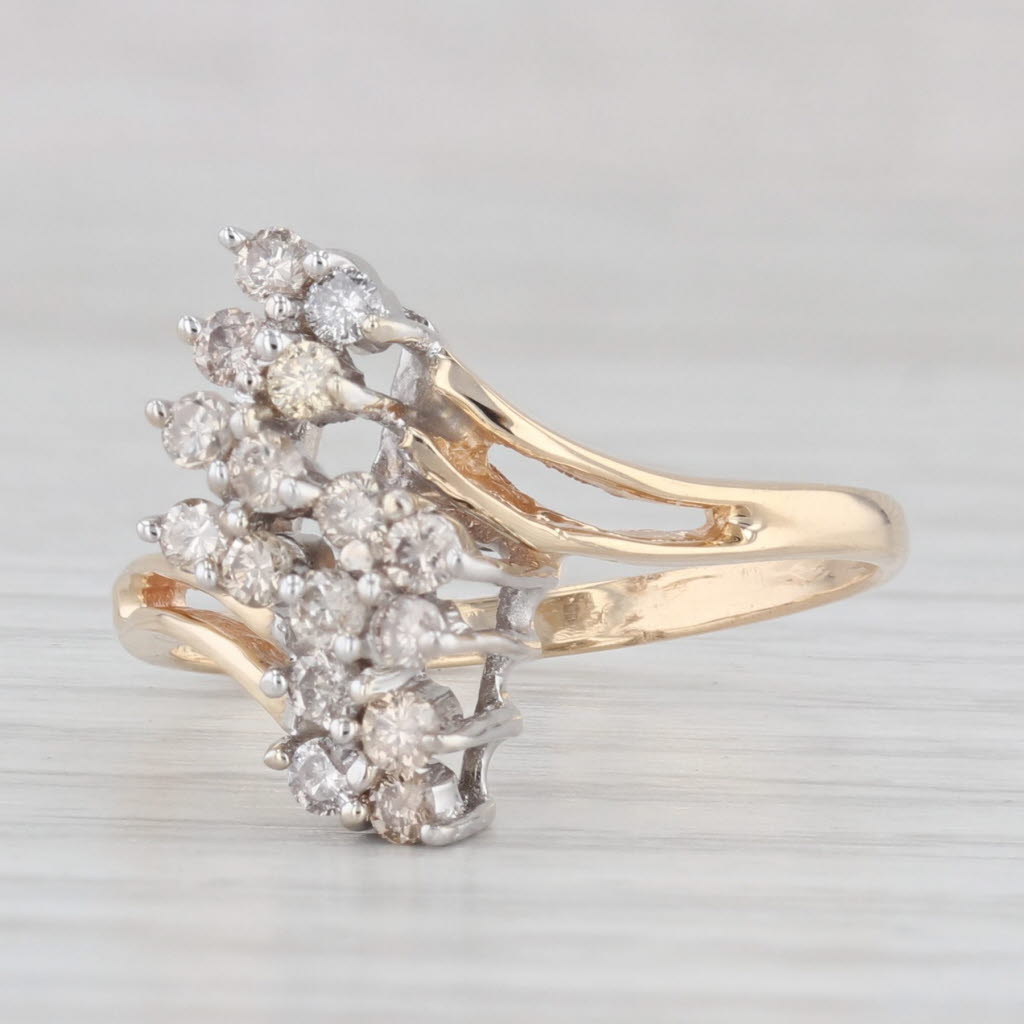 0.36ctw Diamond Cluster Bypass Ring in 14k Gold - Size 7.5 | Elegant Wedding Band, Anniversary Gift, or Everyday Jewelry for Women