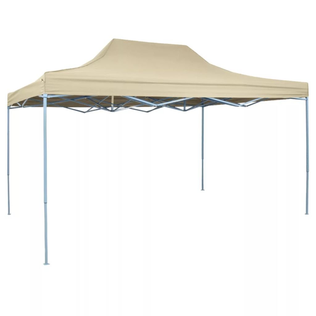 Foldable Pop Up Canopy Tent 10x15 FT - Portable Instant Gazebo for Outdoor Commercial Use, Beach, Camping, Picnics & Backyard Parties - Cream White Sun Shelter with Easy Setup