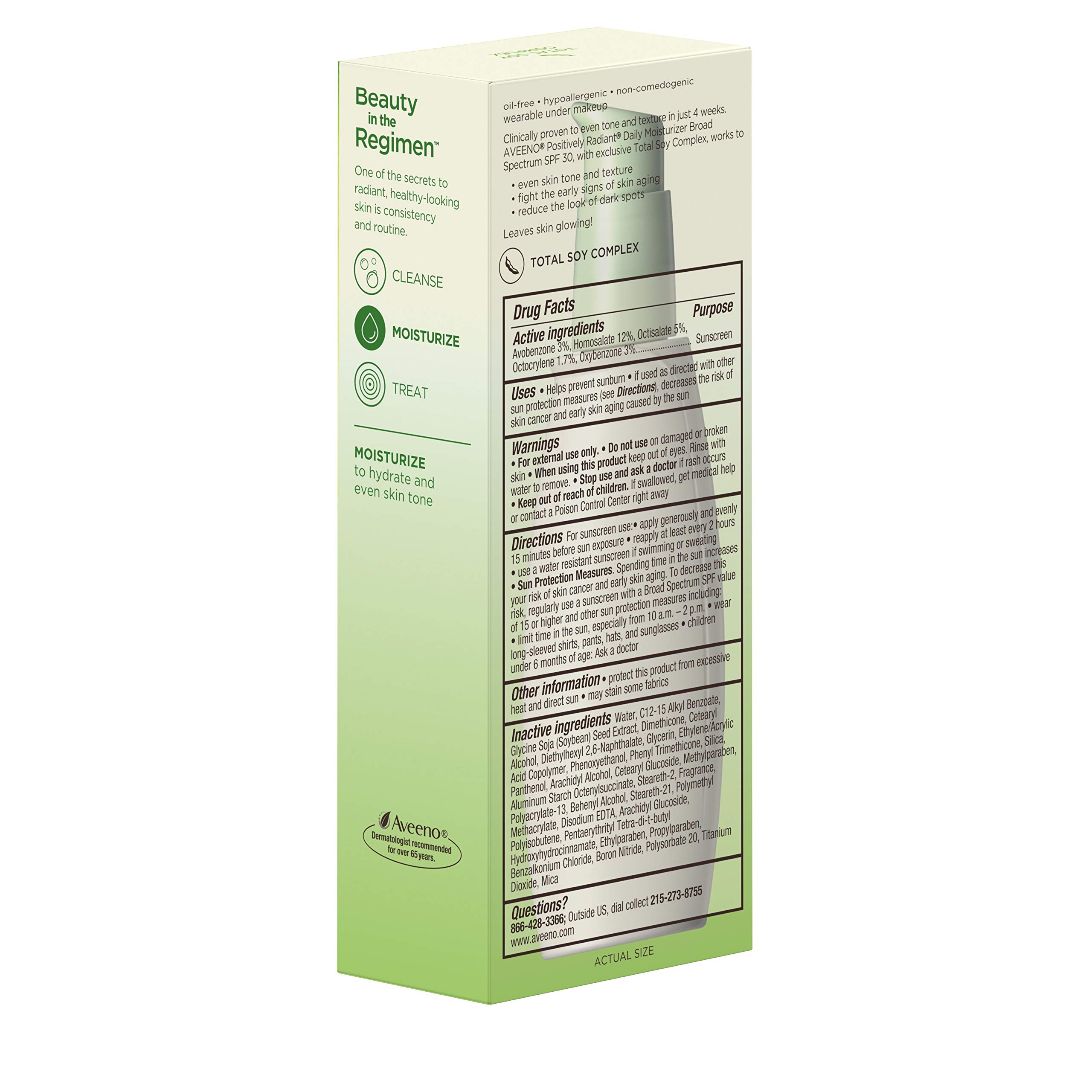 Aveeno Positively Radiant Daily Face Moisturizer with SPF 30 Sunscreen - 2.3 Fl Oz (Pack of 12) | Oil-Free, Non-Comedogenic & Hypoallergenic Facial Lotion for Glowing Skin | Perfect for Daily Use, Travel & On-The-Go Hydration