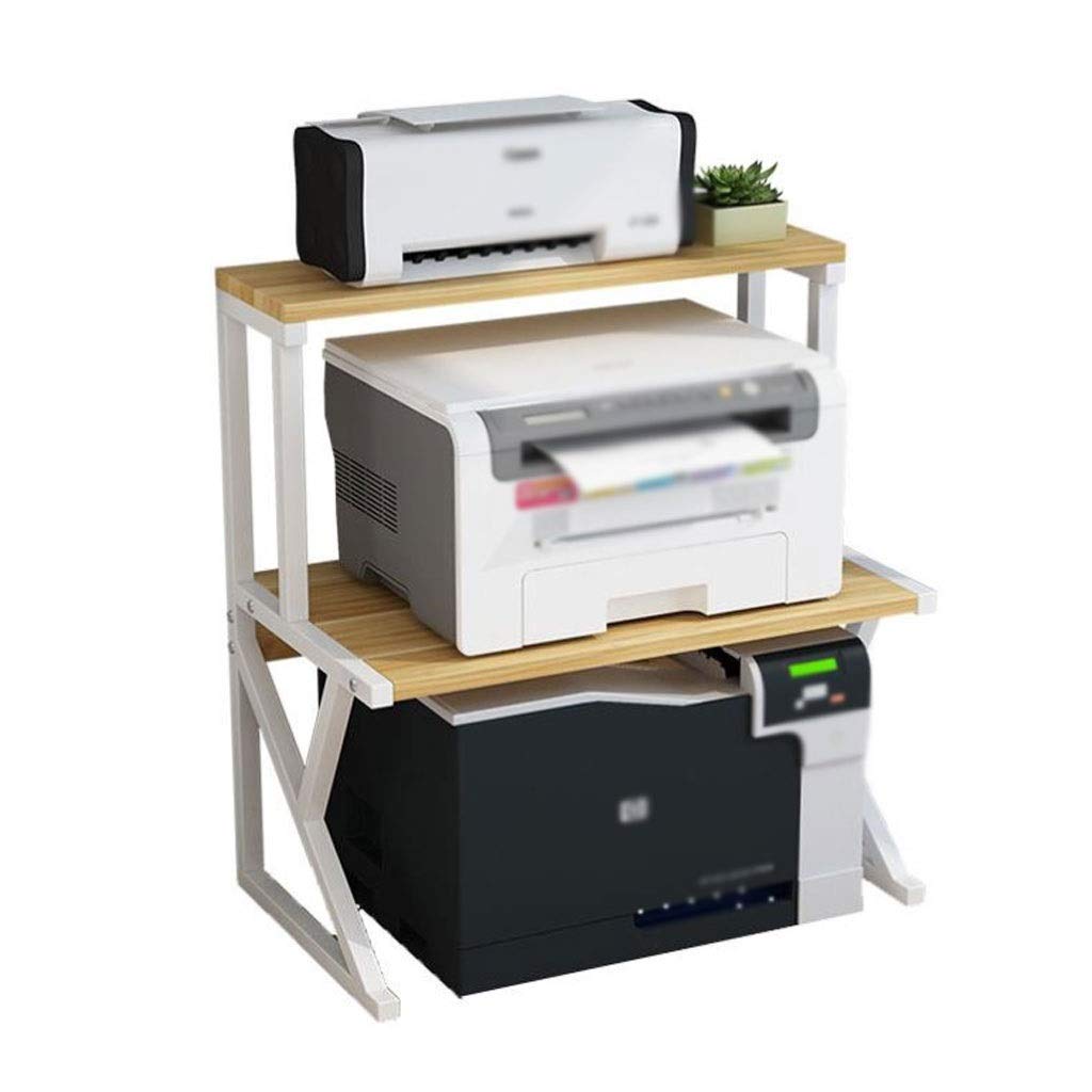 3-Tier Small Printer Stand with Storage Shelf - Compact Desktop Organizer for Fax Machine, Copier & Scanner - Office & Living Room Supplies - Beige - Perfect for Home Office & Workspace Organization