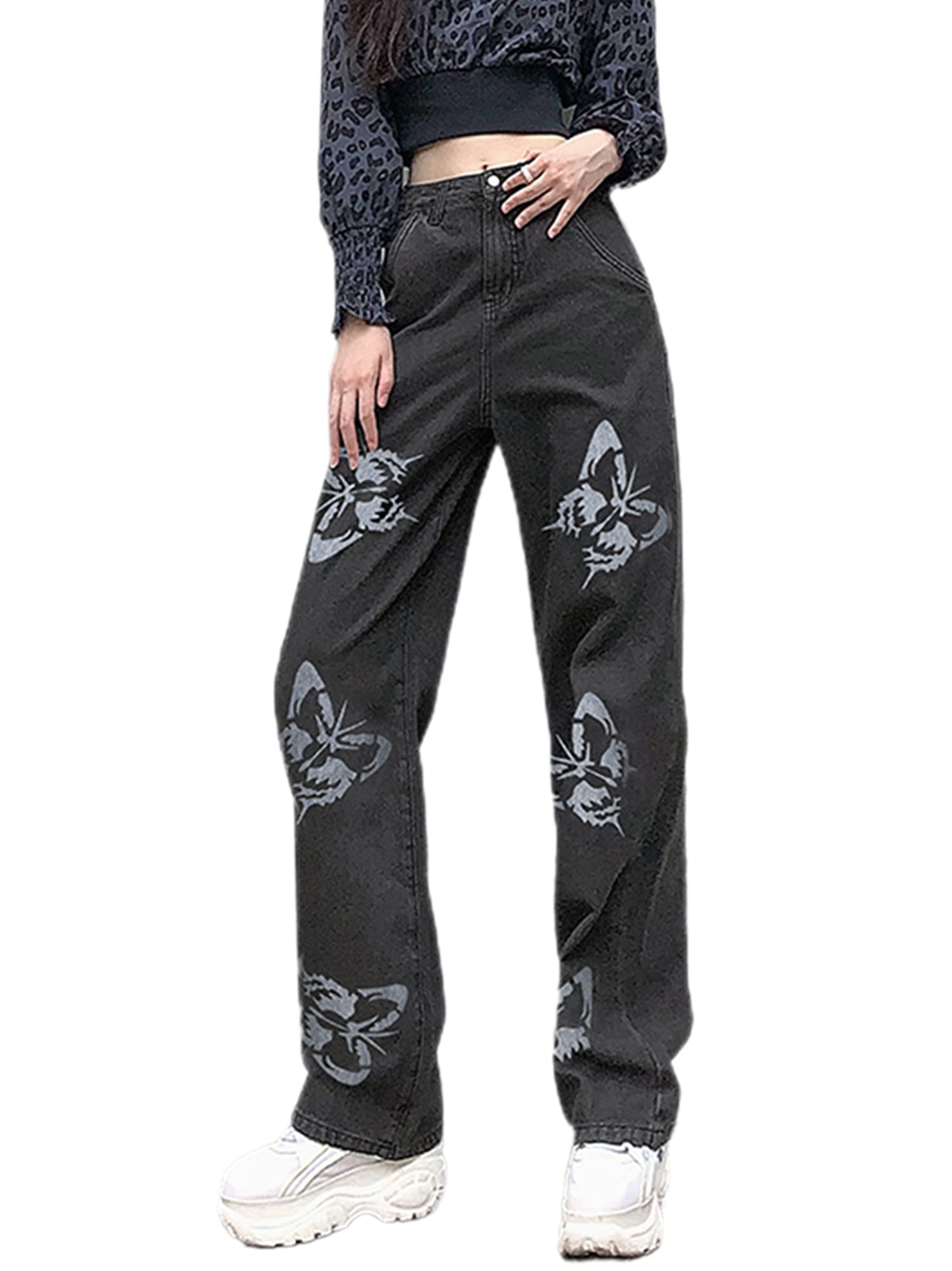 Vintage High Waist Wide Leg Jeans for Women - Distressed Ripped Denim Pants with Straight Leg & Baggy Fit | Casual Streetwear, Grunge Aesthetic Fashion for Teen Girls | Perfect for Daily Wear, Parties & Retro Outfits
