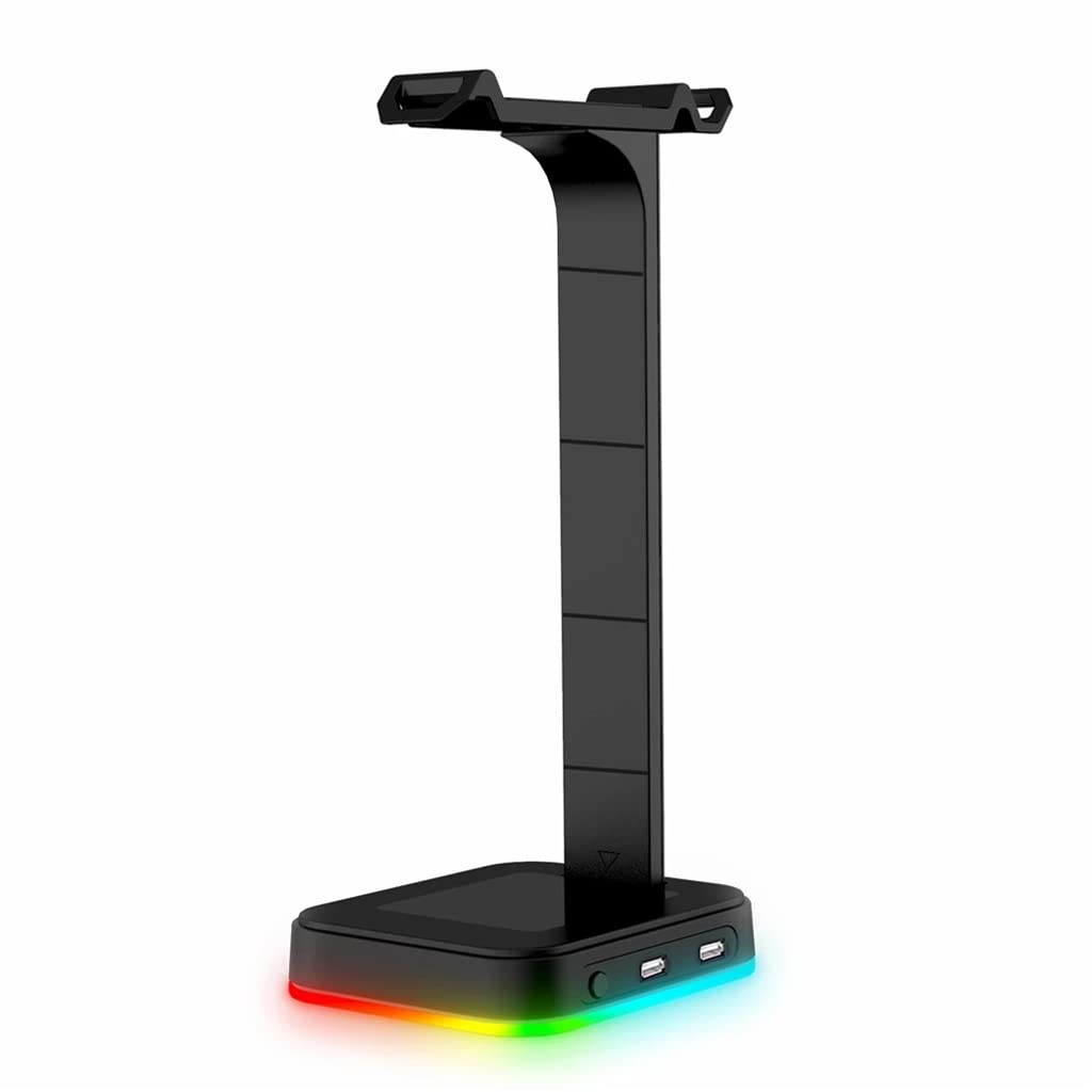 RGB Headphone Stand with USB Port - Over-Ear Headset Holder for Gaming Desk, PC Setup Accessories | Perfect for Gamers, Streamers & Home Office Organization