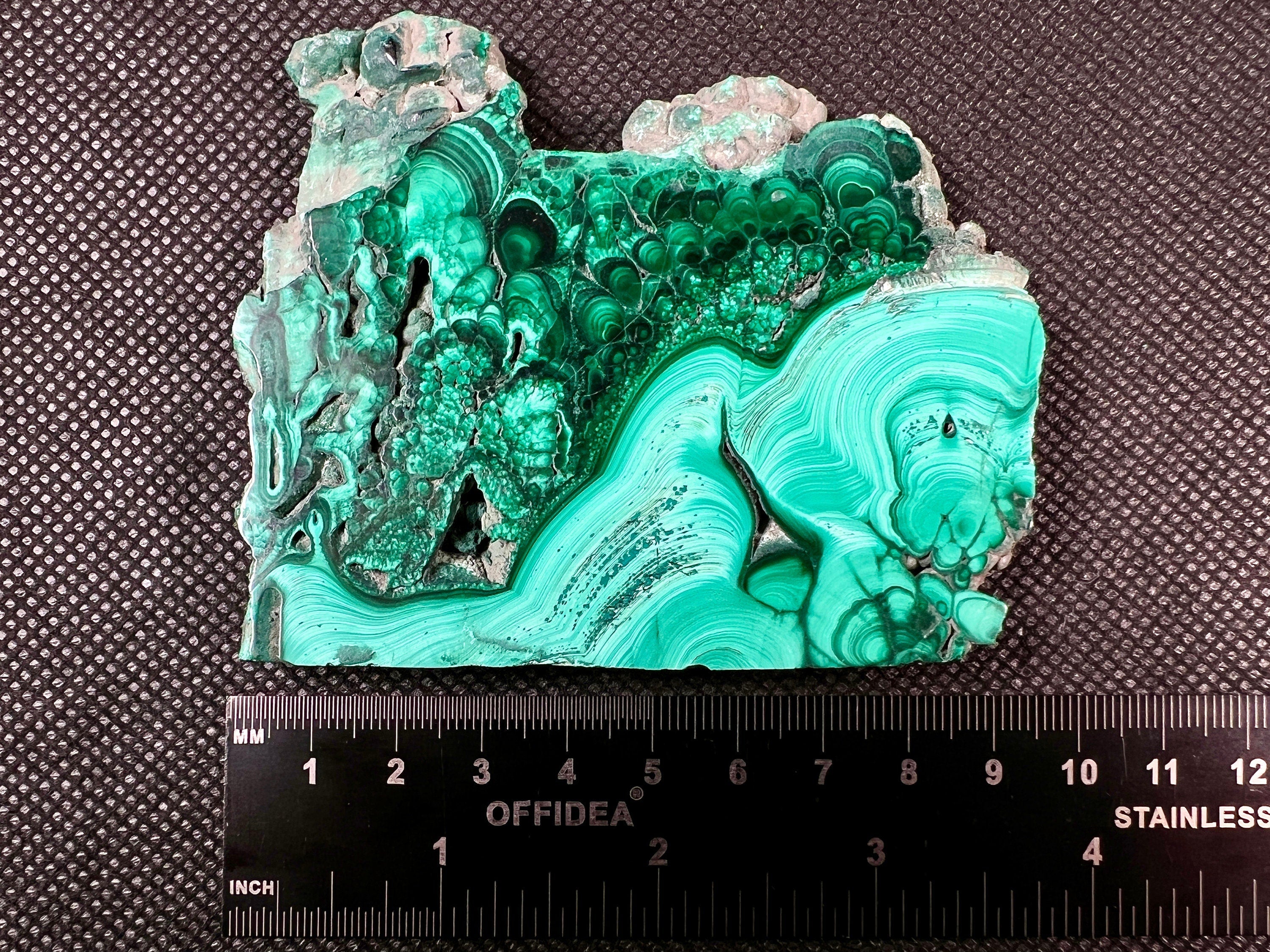 Natural Green Malachite Crystal Slab - Premium Stone for Jewelry Making, Unique Handcrafted Gifts & Elegant Home Decor (50445) | Perfect for DIY Crafts, Meditation Spaces & Luxury Interior Design