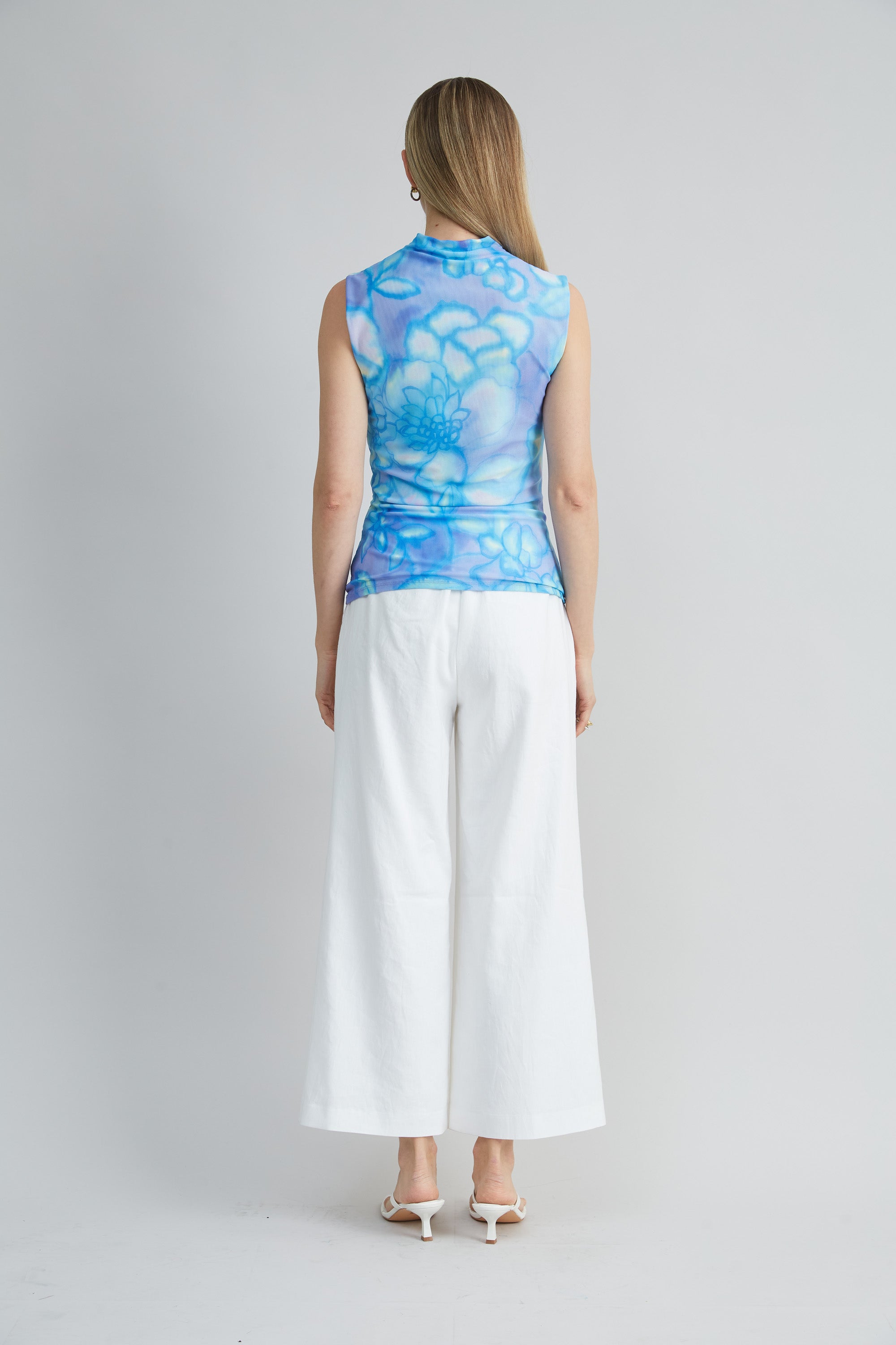 Watercolor Garden Mesh Knit Top - Floral Print Summer Blouse for Women | Perfect for Beach Outings, Picnics & Casual Wear