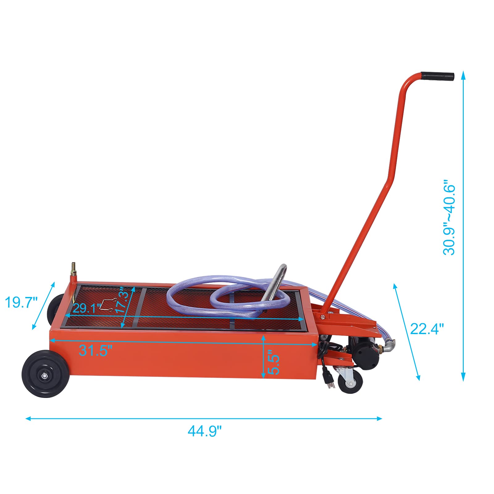 Henf 17 Gallon Electric Oil Drain Pan with Pump - Low Profile Portable Oil Drainer for Trucks, Includes L-Handle, Wheels & 7ft Hose - Perfect for DIY Auto Maintenance & Quick Oil Changes