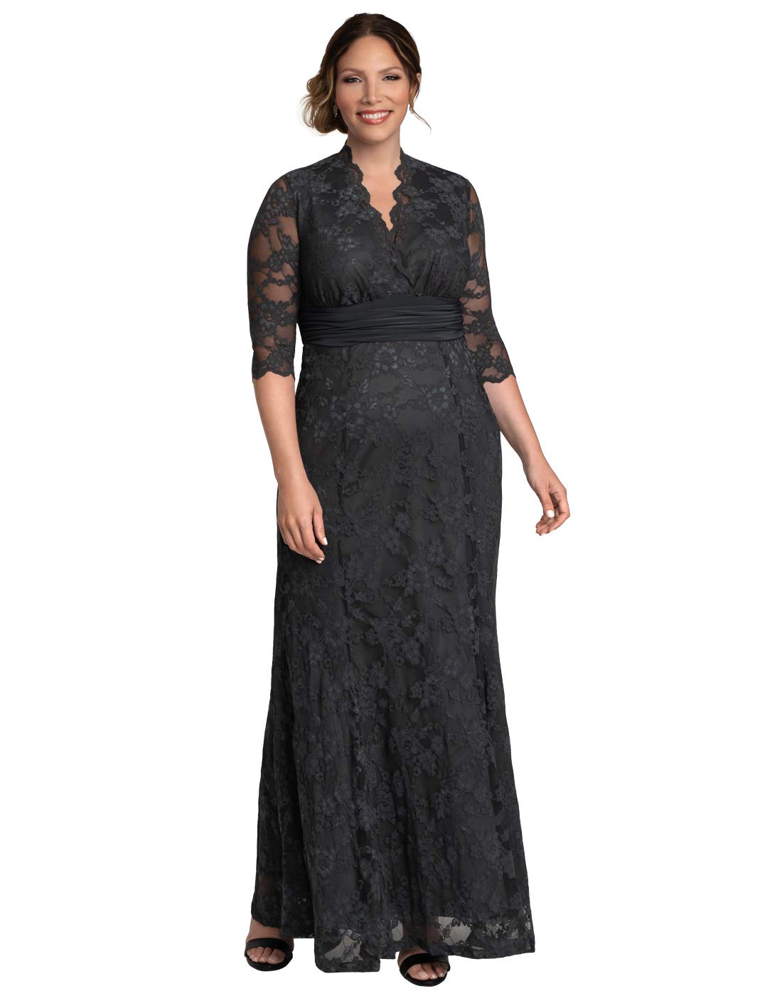 Kiyonna Women's Plus Size Screen Siren Lace Evening Gown - Elegant Formal Dress for Prom, Wedding & Special Occasions