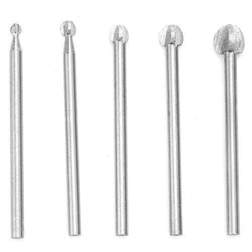 5pcs White Steel Round Wood Carving Bits for Electric Grinder - 3mm Shank Rotary Tool Accessories - Perfect for DIY Woodworking, Craft Projects & Metal Engraving