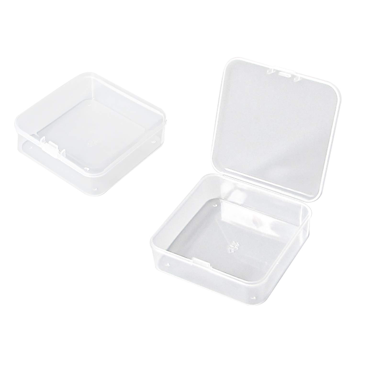 25 Pack Small Square Clear Plastic Storage Containers with Hinged Lids - 2.9