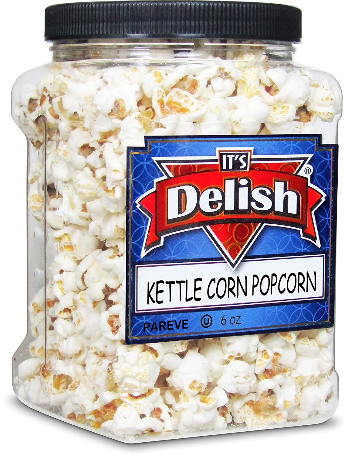 Premium Kettle Corn Popcorn - 6 Oz Jumbo Resealable Container - Perfect for Movie Nights, Parties & Snacking