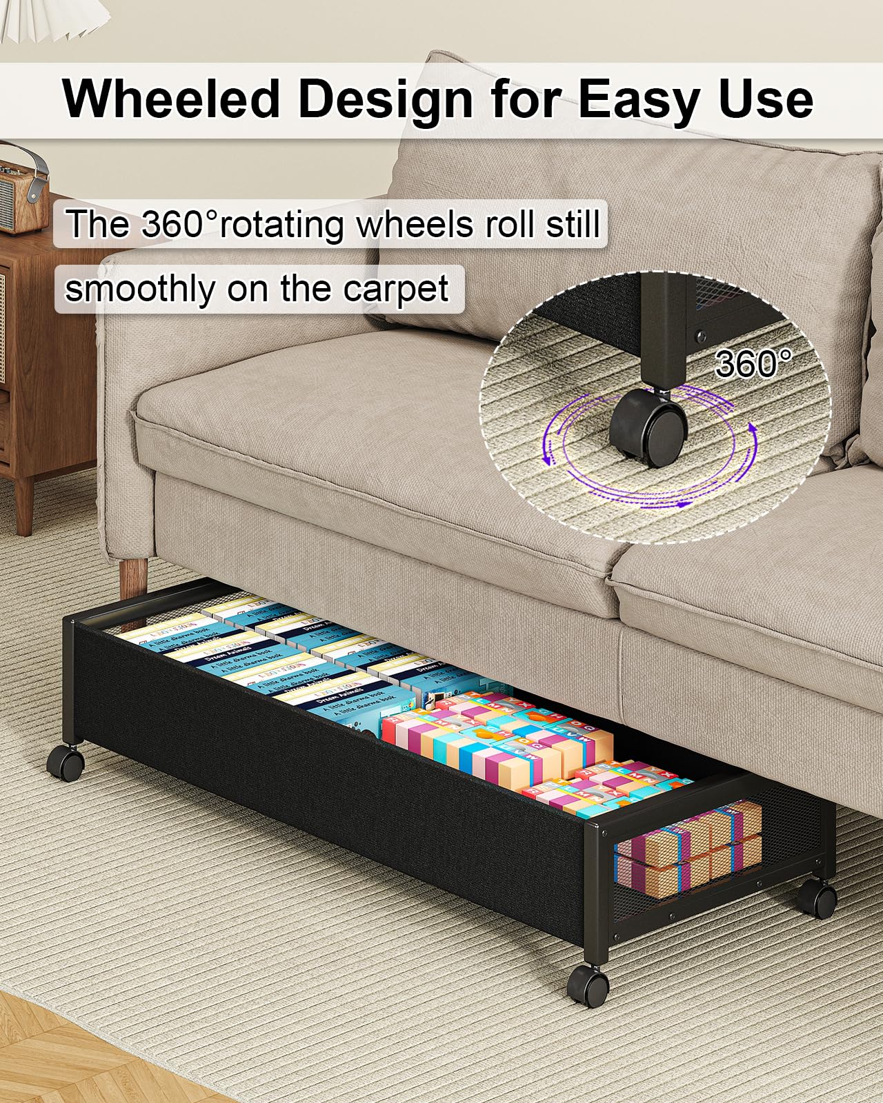 2 Pack Under Bed Storage Containers with Wheels & Lid - 36