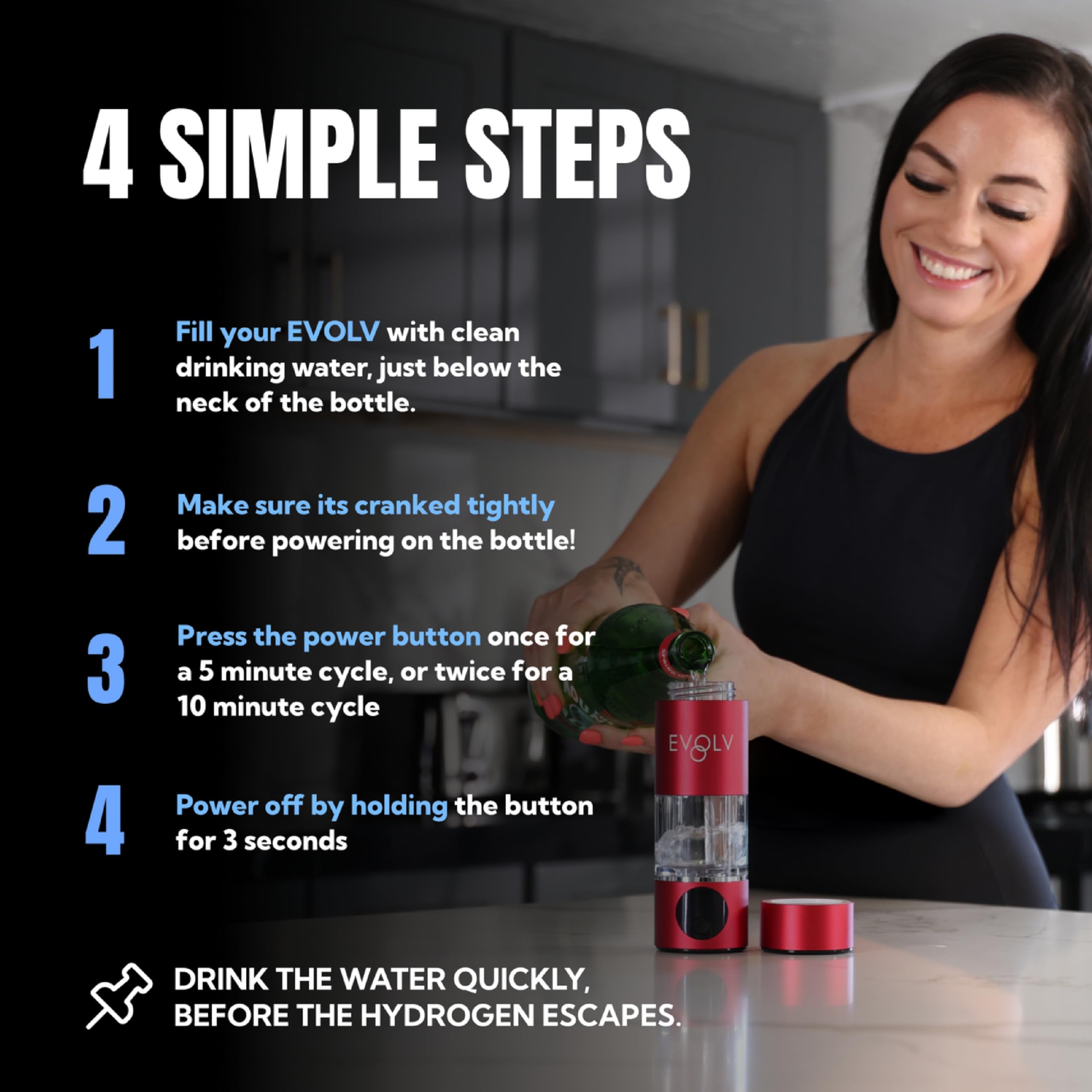 Premium Hydrogen Water Bottle Generator - SPE & PEM Technology for 5.42PPM High Concentration - 8oz Portable Hydrogen Water Bottle for Energy Boost & Inflammation Relief - Easy to Use for Gym, Travel & Daily Hydration