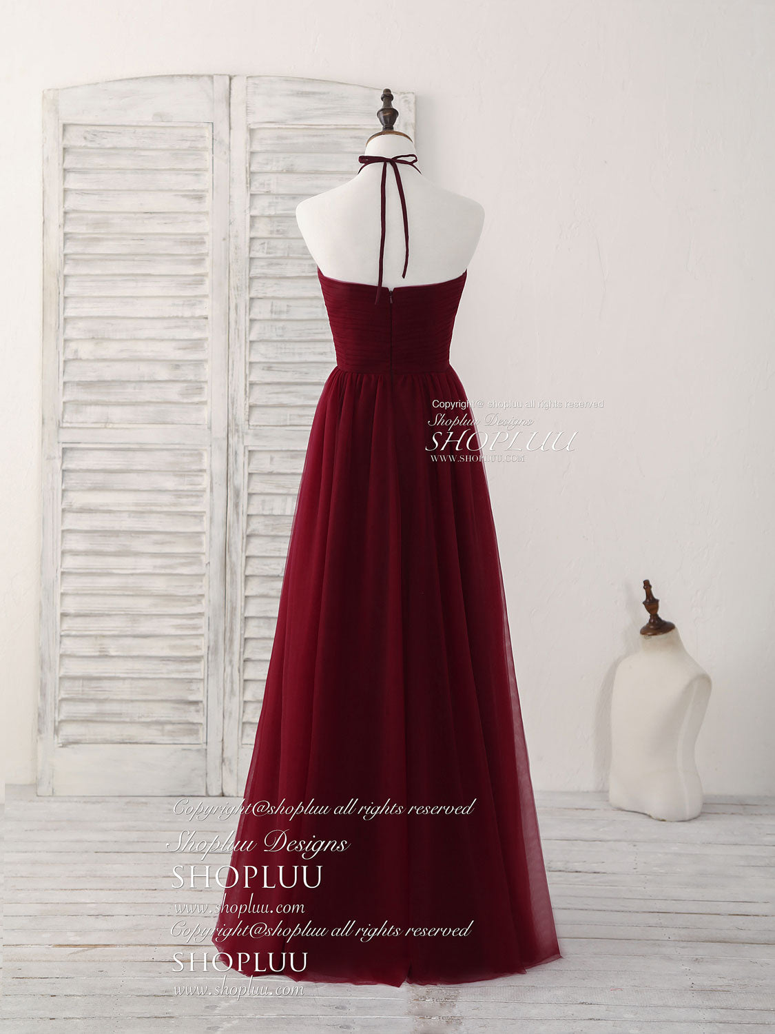 Elegant Burgundy Tulle Long Prom Dress for Women - A-Line Formal Evening Gown for Bridesmaids, Homecoming, Ball Gown & Special Occasions