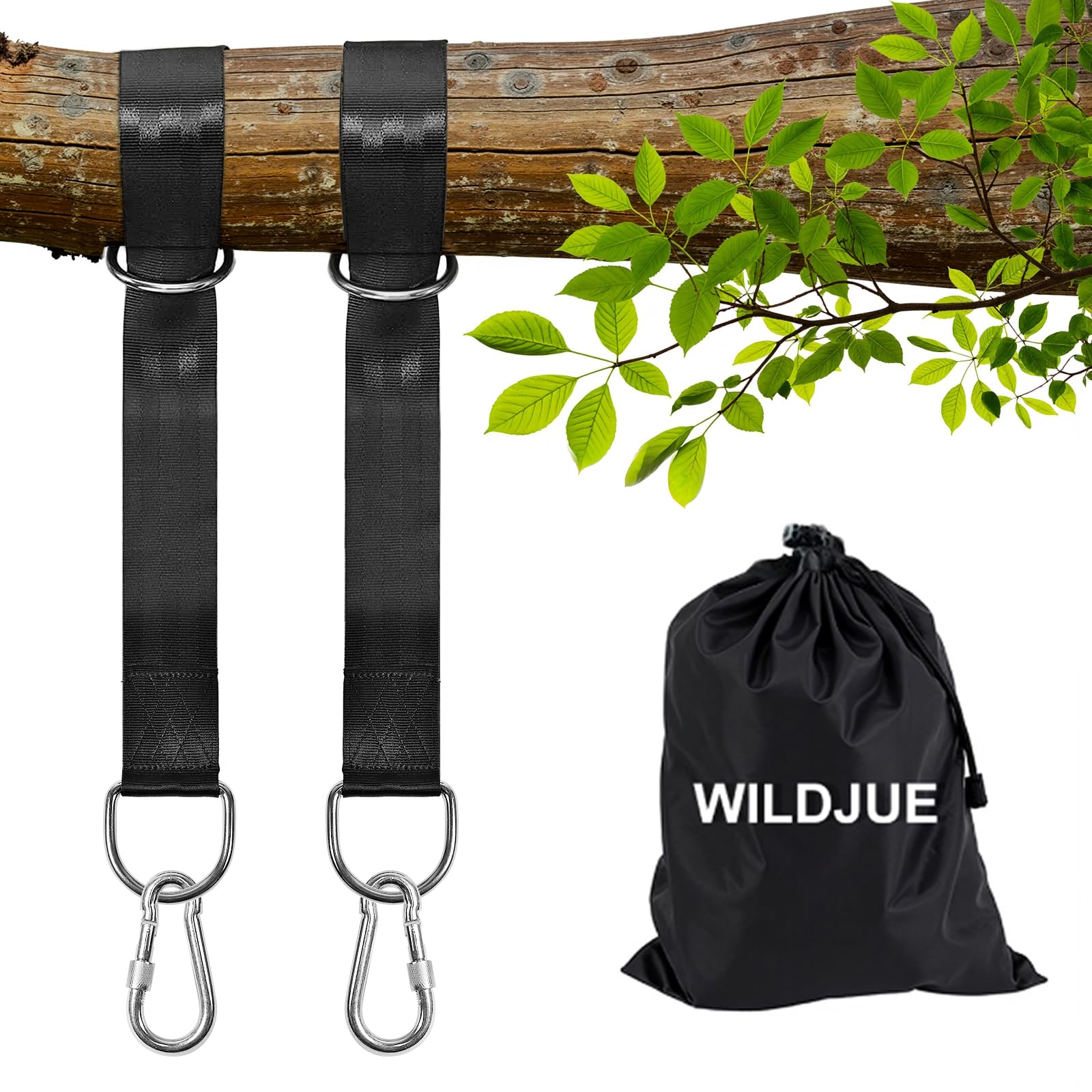 Heavy Duty Tree Swing Hanging Straps Kit - 2000 lbs Capacity, 10ft Extra Long Straps with Locking Carabiner Hooks for Tree Swings & Hammocks | Includes Carry Pouch for Easy Installation & Storage | Perfect for Backyard, Garden, Camping & Outdoor Play